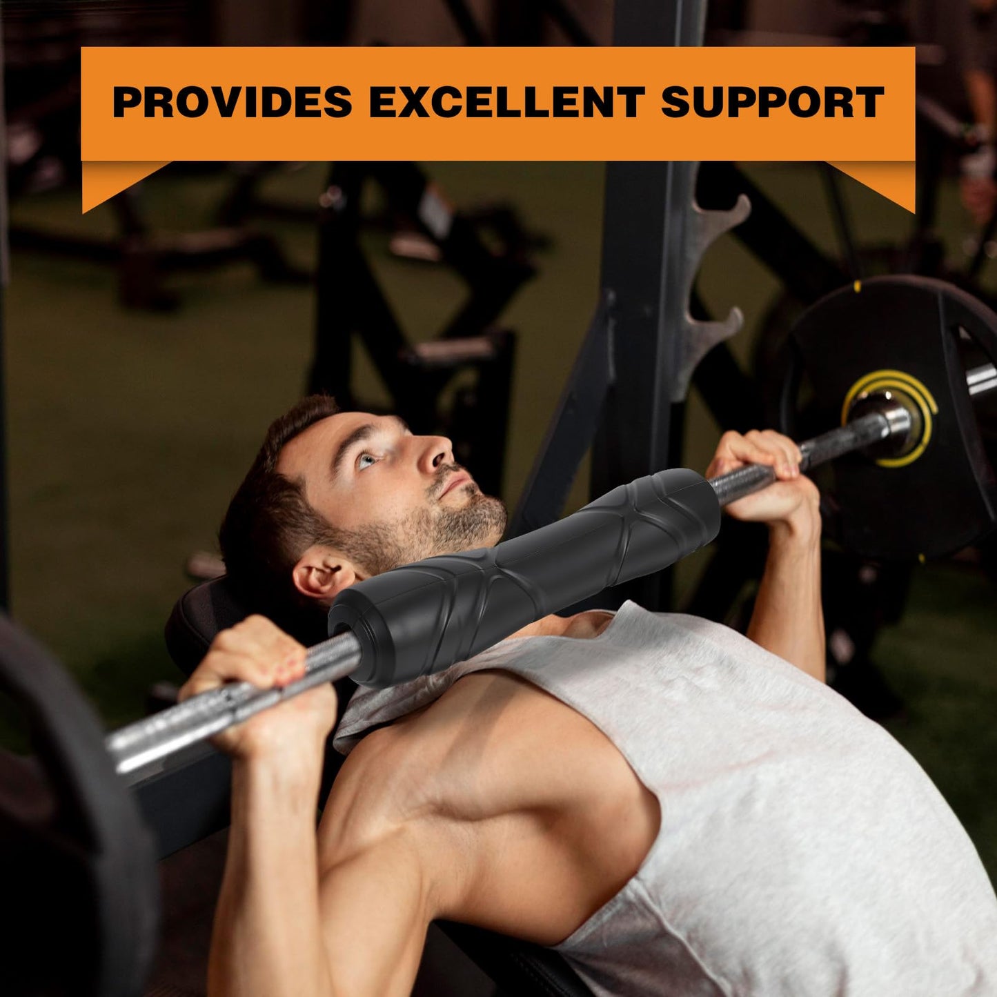 Rubber Barbell Pad, Squat Pad, Hip Thrust Pads, Neck Shoulder Protective Pads For Lunges, Squats And Hip Thrust Fit Standard Bar (Black)