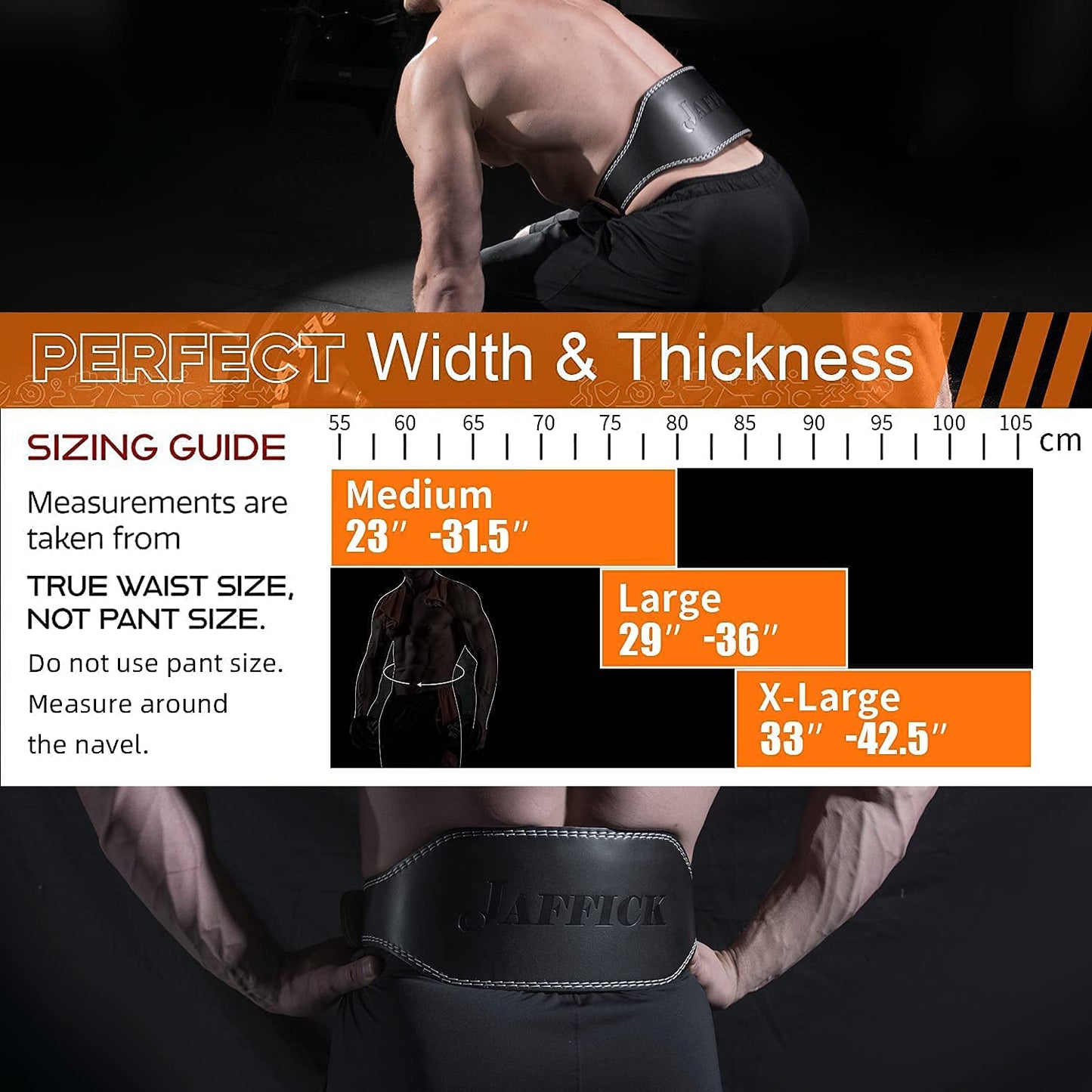 Genuine Leather Weight Lifting Belt for Men Gym Weight Belt Lumbar Back Support Powerlifting Weightlifting Heavy Duty Workout Training Strength Training Equipment 6-Inch BLACK
