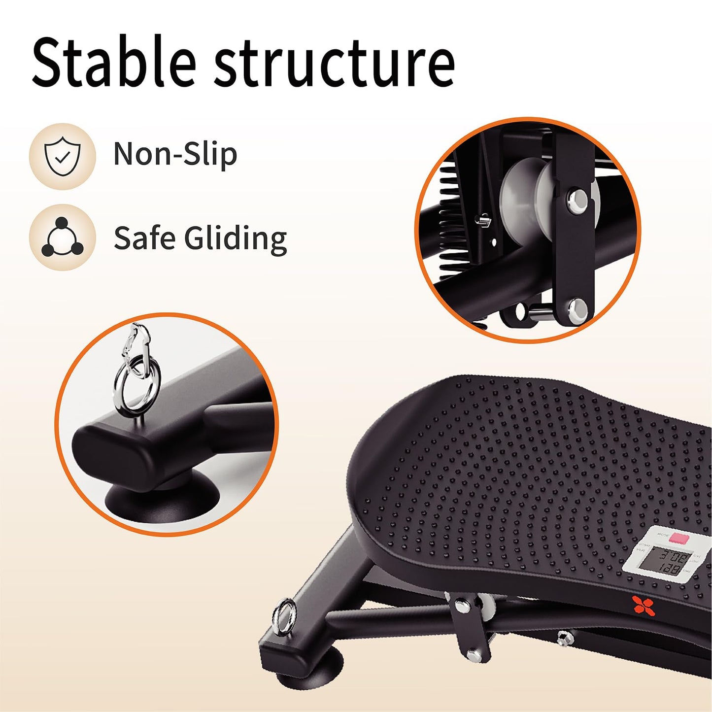 Balance Board for Adults, Rocking Stepper with Resistance Bands, Portable Wobble Board with LCD Monitor, 300 lbs Capacity Ski Trainer for Full Body Workout at Home Gym (Black)