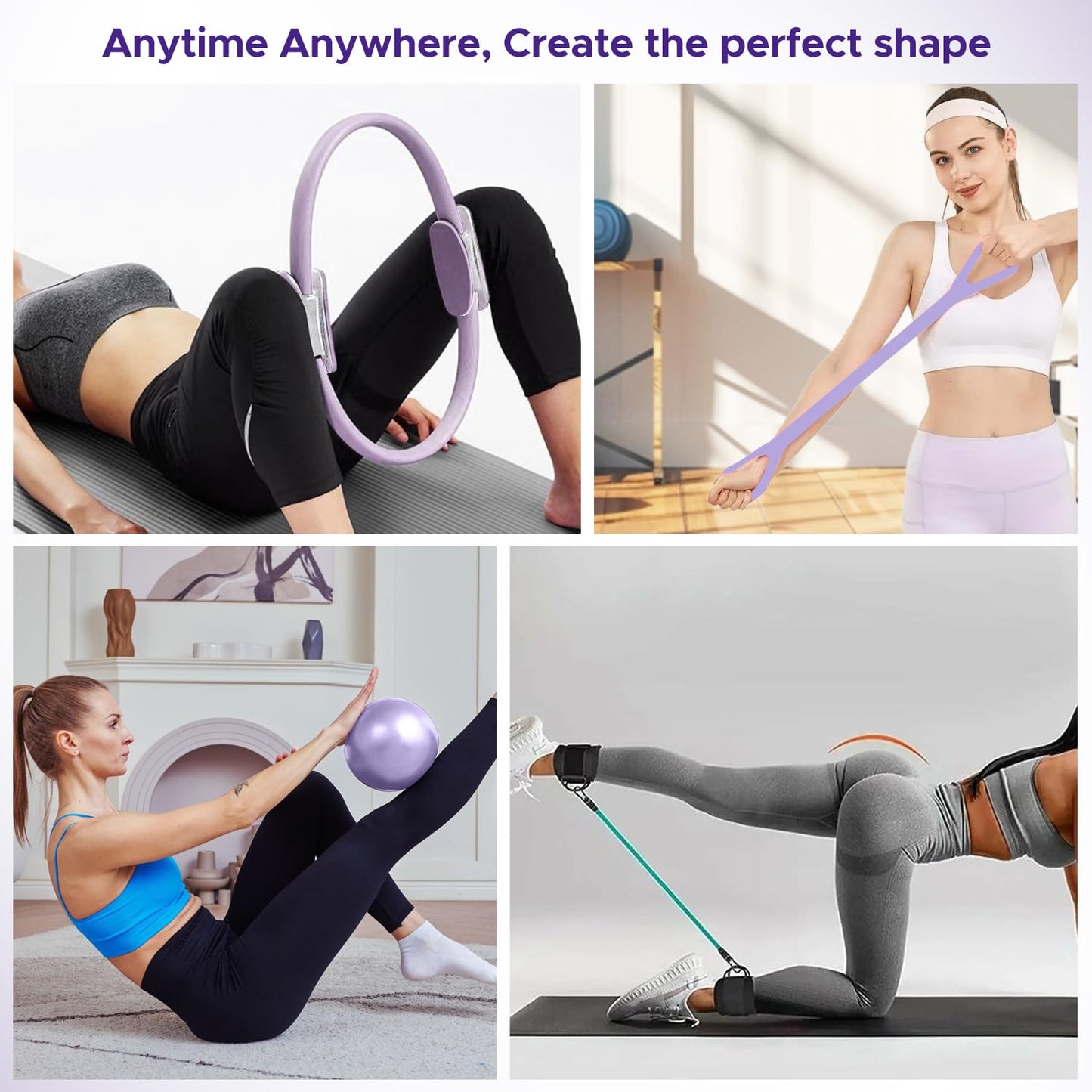 diputox Pilates Ring Kit for Women, Pilates Equipment Accessories, Home Workout Set with Magic Circle, Mini Exercise Ball, Ankle Resistance Bands & Yoga Socks, for Fitness, Toning & Better Me Gifts