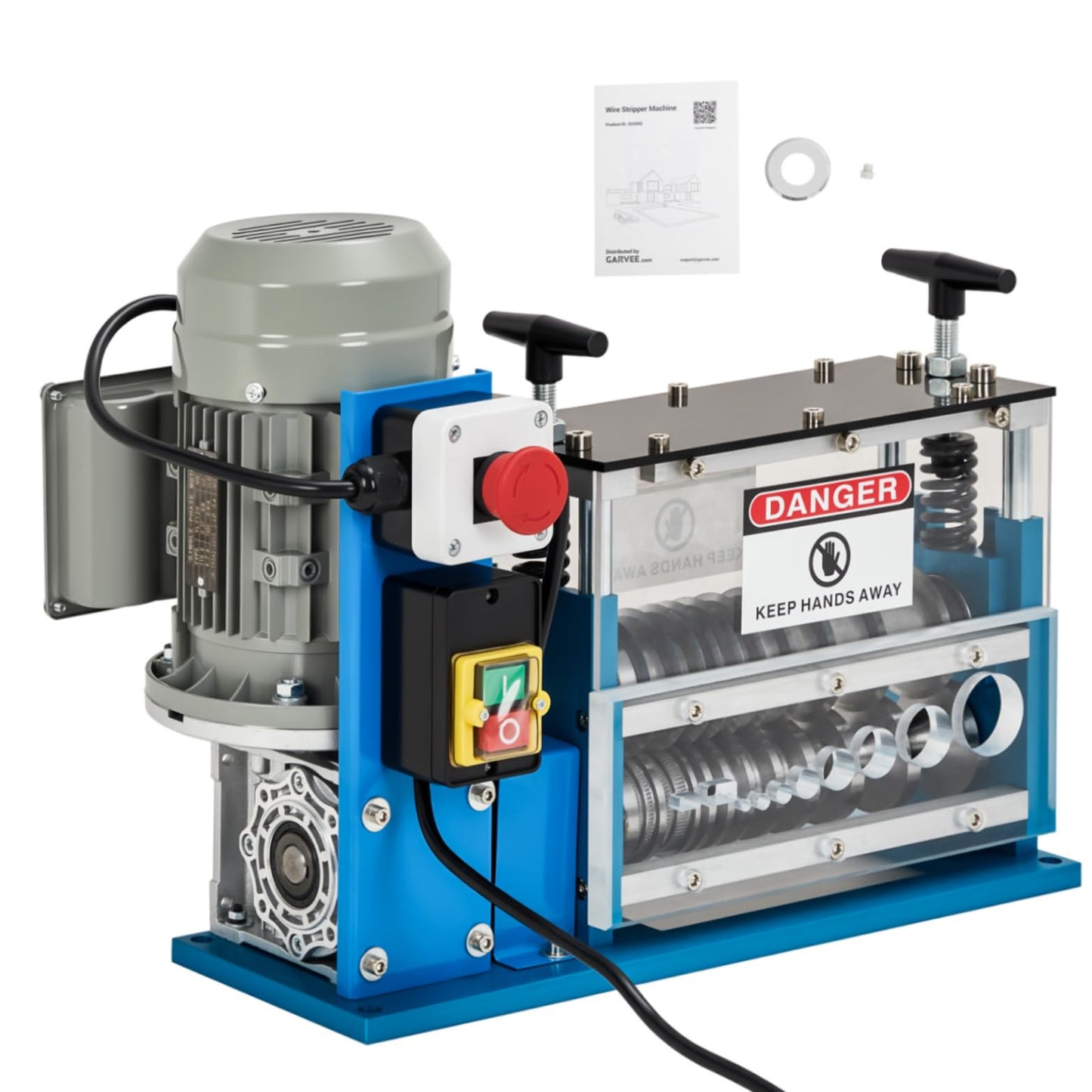 Wire Stripper Machine, 0.06" - 1.5" Automatic Wire Stripper，75 Feet/Minute, 370w 11 Channels 10 Blades with Manual Hand Cranked Industrial for Recycling Copper
