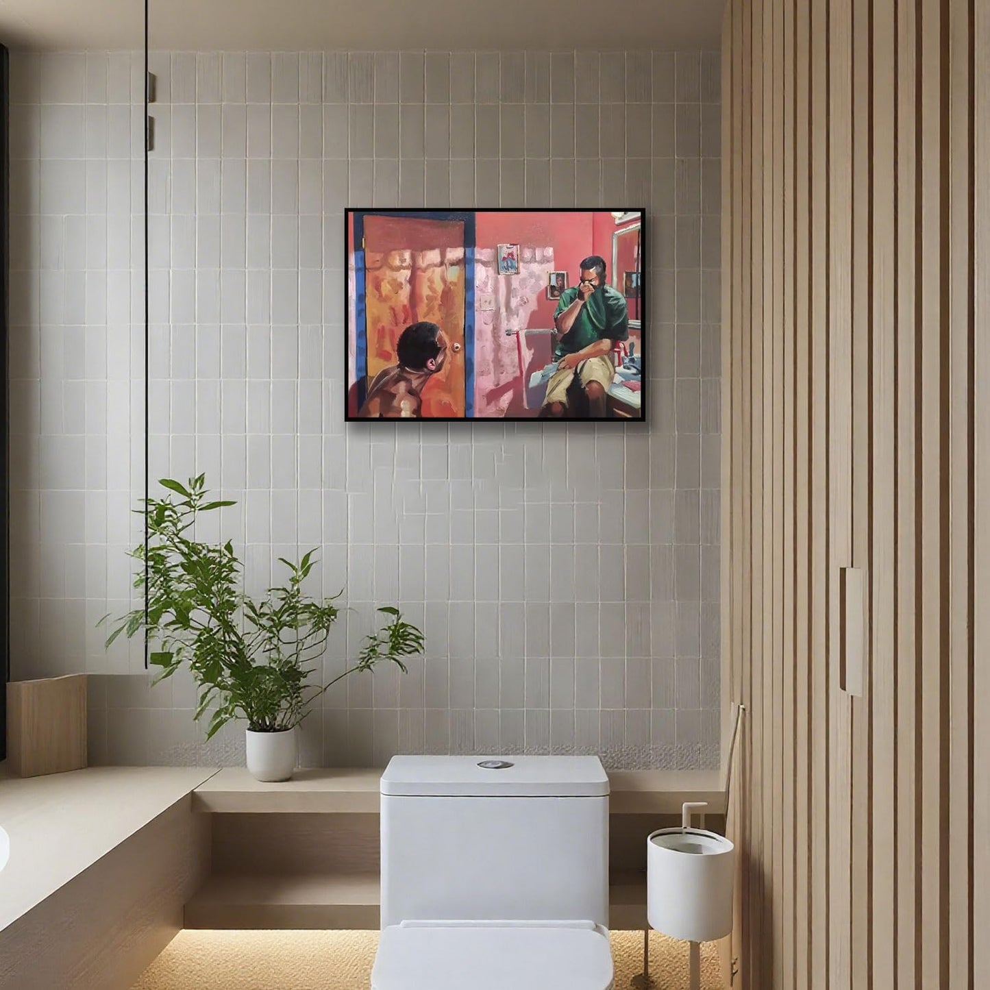 Skiennix Funny Bathroom Canvas Wall Art - Humorous Toilet Decor Print | Modern 8x10in Oil Painting