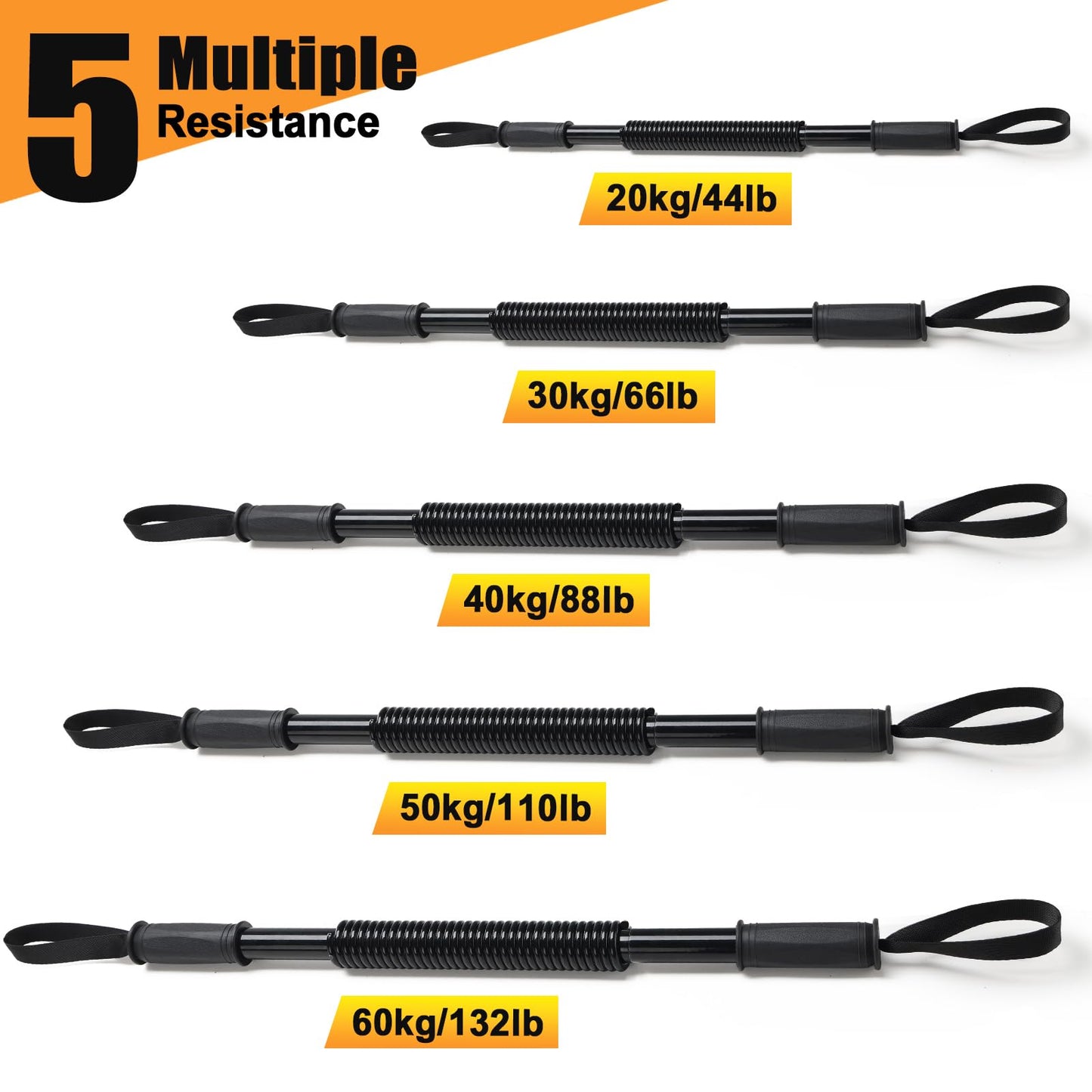 CALCHELE Power Twister Bar - Upper Body Exercise for Chest arm Workout Equipment, Strengthening Your Chest Workout, Shoulders,Biceps, Arms, Forearm Strengthener 20-66 LBS