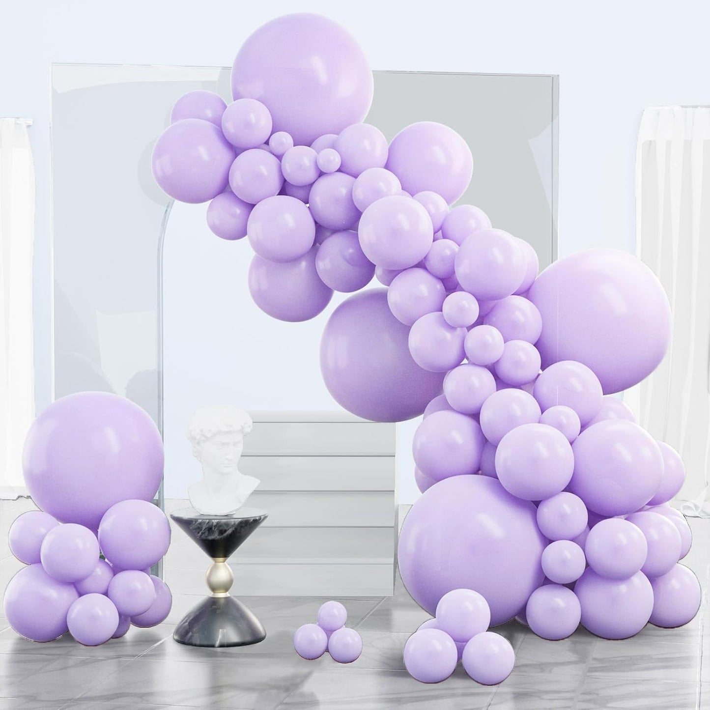 PartyWoo Lavender Balloons - 140-Piece Pastel Purple Balloon Arch Kit for Baby Showers & Parties
