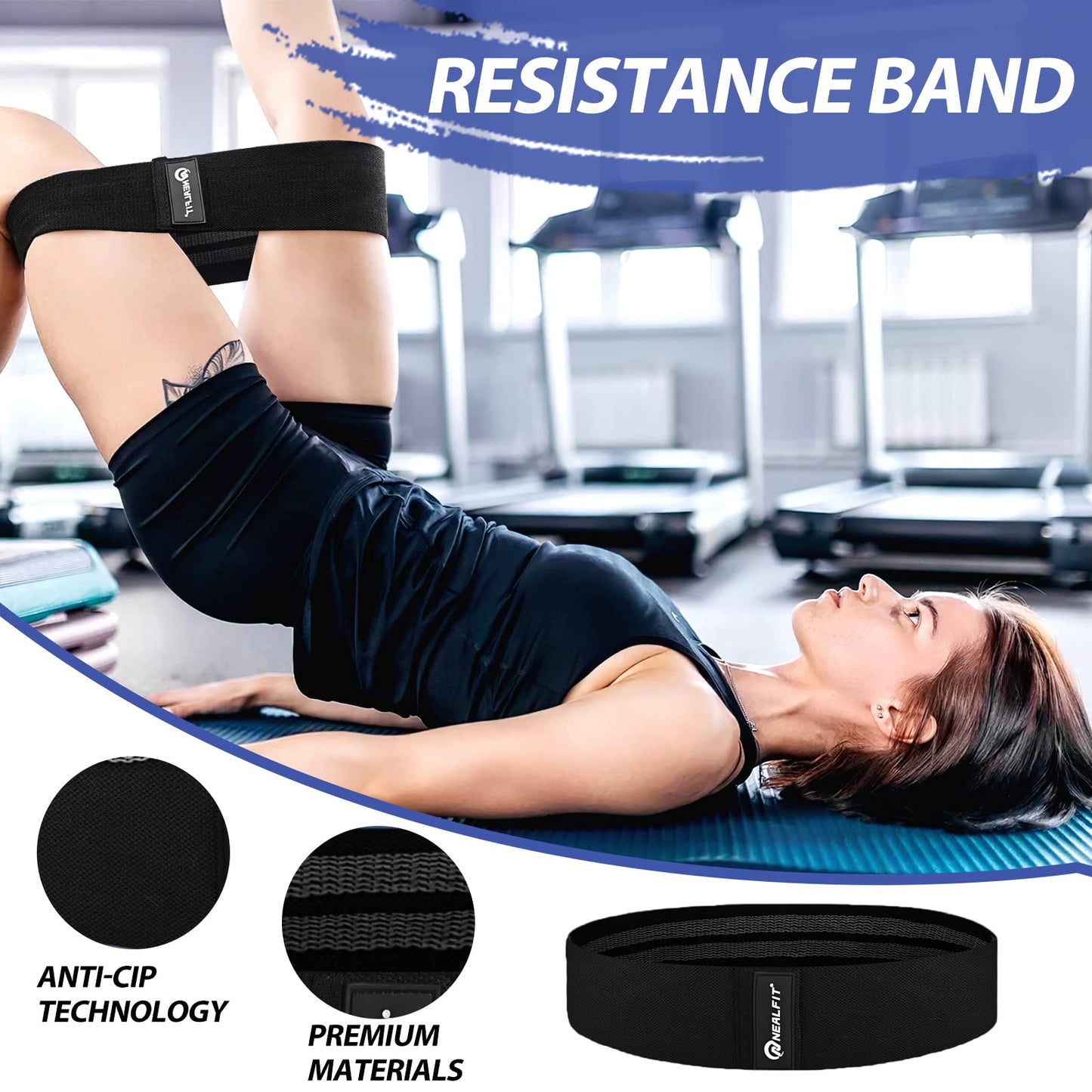NEALFIT Barbell Pad Set for Squats, Lunges and Hip Thrusts, Neck & Shoulder Protective Pad, Standard Olympic Bars with 2 Gym Ankle Straps, Hip Resistance Band, Barbell Pad, Carry Bag (Black)