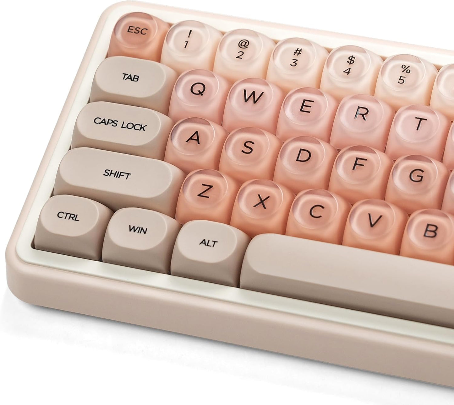 Rainy75 132 PBT Keycaps, Jelly Pink Keycap Foundation MOA Profile, Keys Cute Custom Keycaps for Cherry Gateron MX