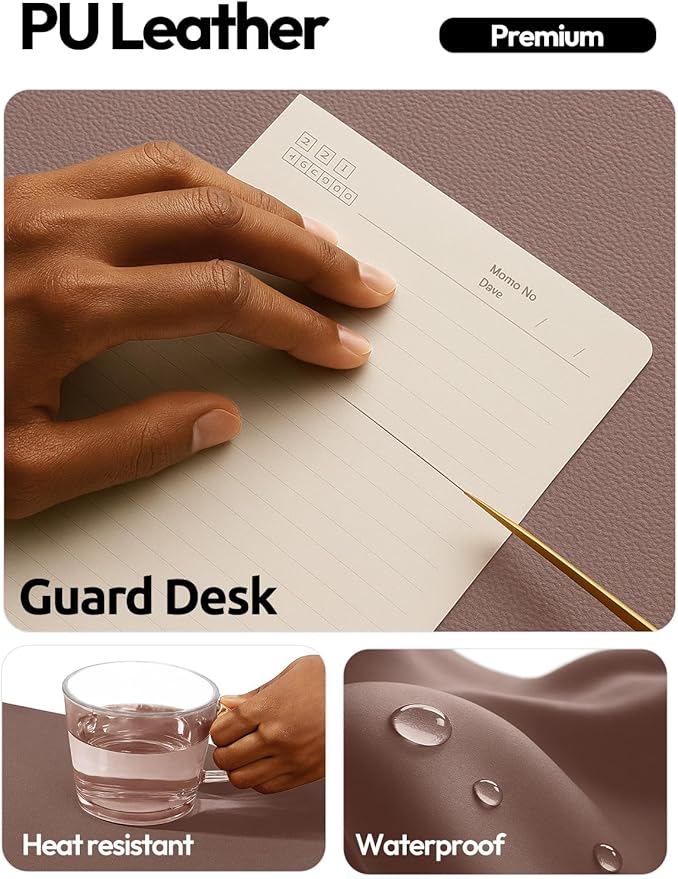 YSAGi Leather Desk Pad Protector, Office Desk Mat, Large Mouse Pad, Non-Slip PU Leather Desk Blotter, Laptop Desk Pad, Waterproof Desk Writing Pad for Office and Home (Chocolate,55" x 24")