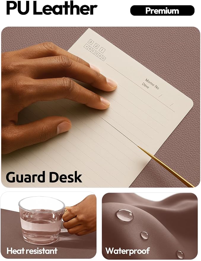 YSAGi Leather Desk Pad Protector, Office Desk Mat, Large Mouse Pad, Non-Slip PU Leather Desk Blotter, Laptop Desk Pad, Waterproof Desk Writing Pad for Office and Home (Chocolate,55" x 17.2")