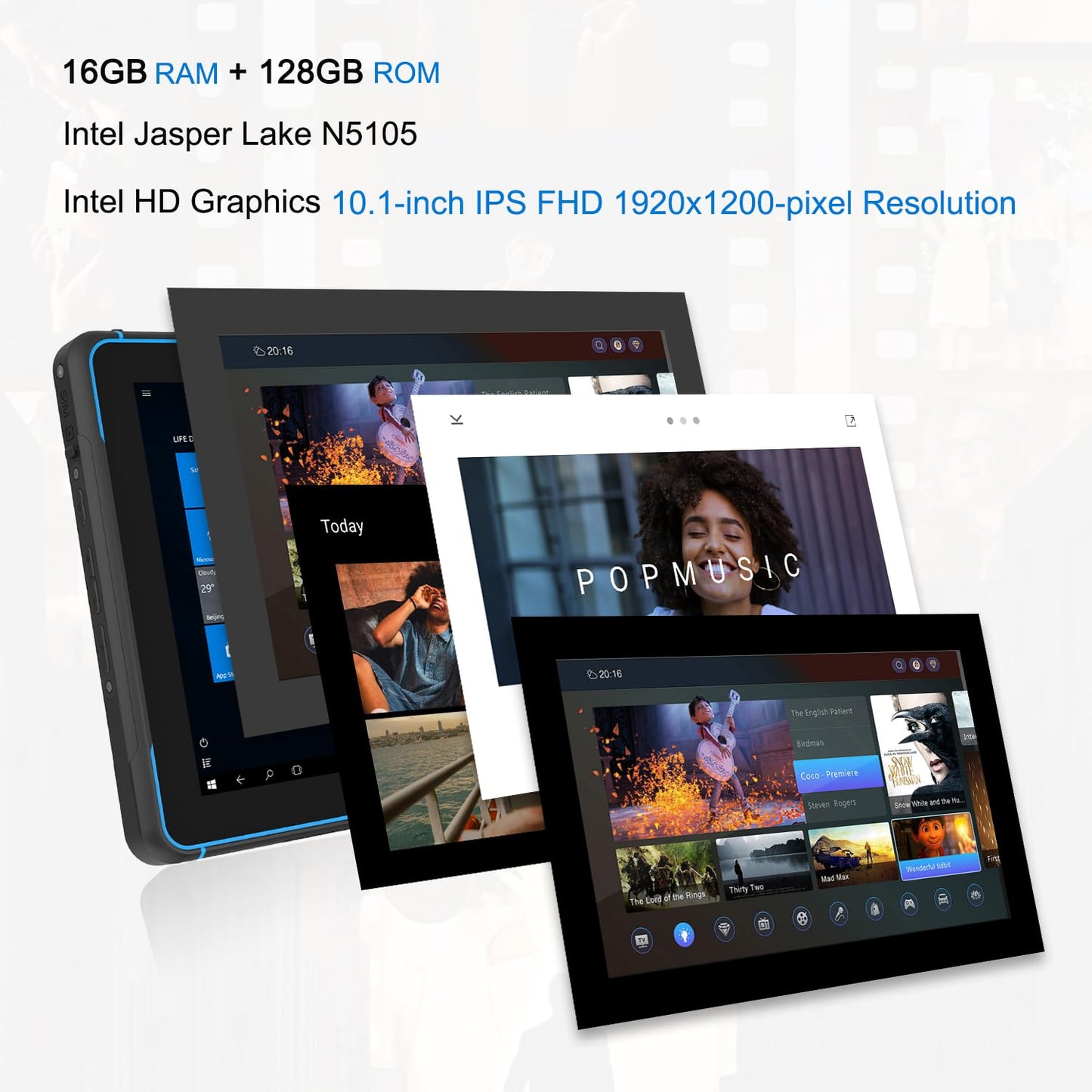 HUGEROCK 10.1 Inch Rugged Windows 11 Tablet, IP68 Waterproof Drop-Resistant Rugged Tablet PC Windows 11, 16GB+128GB, 10000mAh Battery, Built-in Barcode Scanner for Industrial, Field, Warehouse