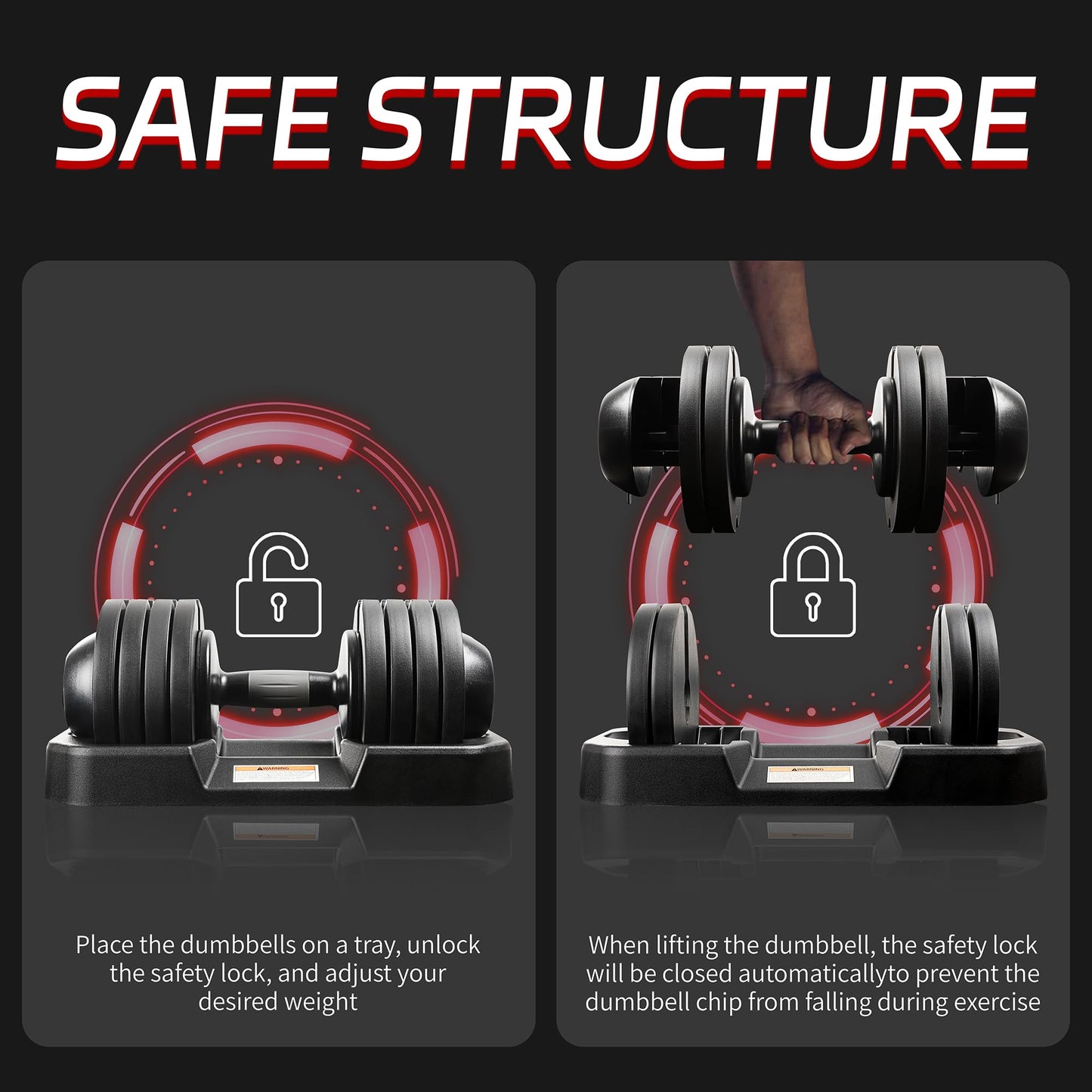ALTLER 52LBS Pair Adjustable Dumbbells Set Premium Rubber Coated Dumbbell Set with Secure Locking Mechanism for Safe & Customizable Strength Training
