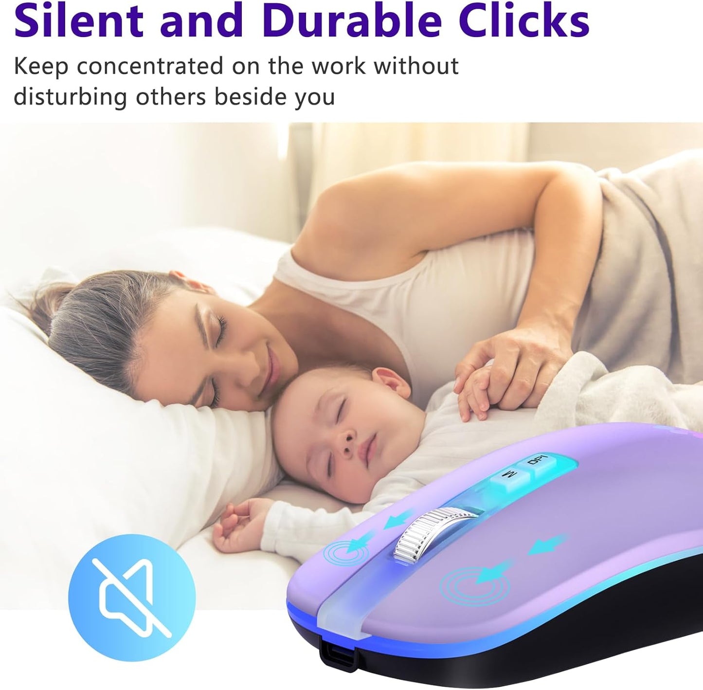 KARFUN 2.4G Wireless Mouse, Backlit LED Portable Slim Computer Mouses for Laptop, PC, Computer, MacBook, iPad