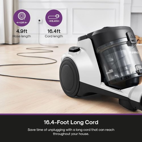 Eureka Bagless Canister Vacuum Cleaner - 1100W High Power for Carpets & Hard Floors | HEPA Filter & Tools