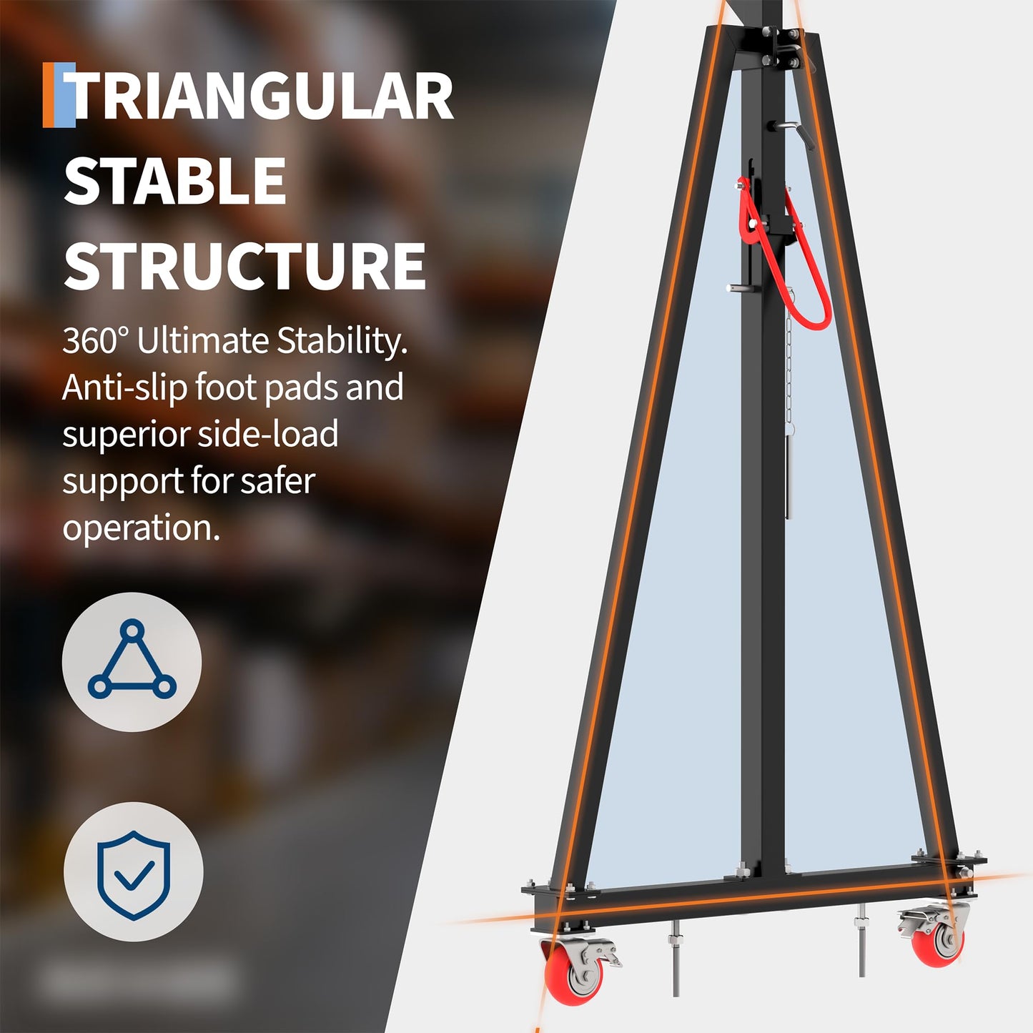 Adjustable Gantry Crane with Manual Trolley, Hook and Sling Strap, 2 Ton 4400 LBS Capacity, Portable Gantry Crane Height Adjustable 97" to 141" with 12 Positions, for Factories, Warehouses, Constructi