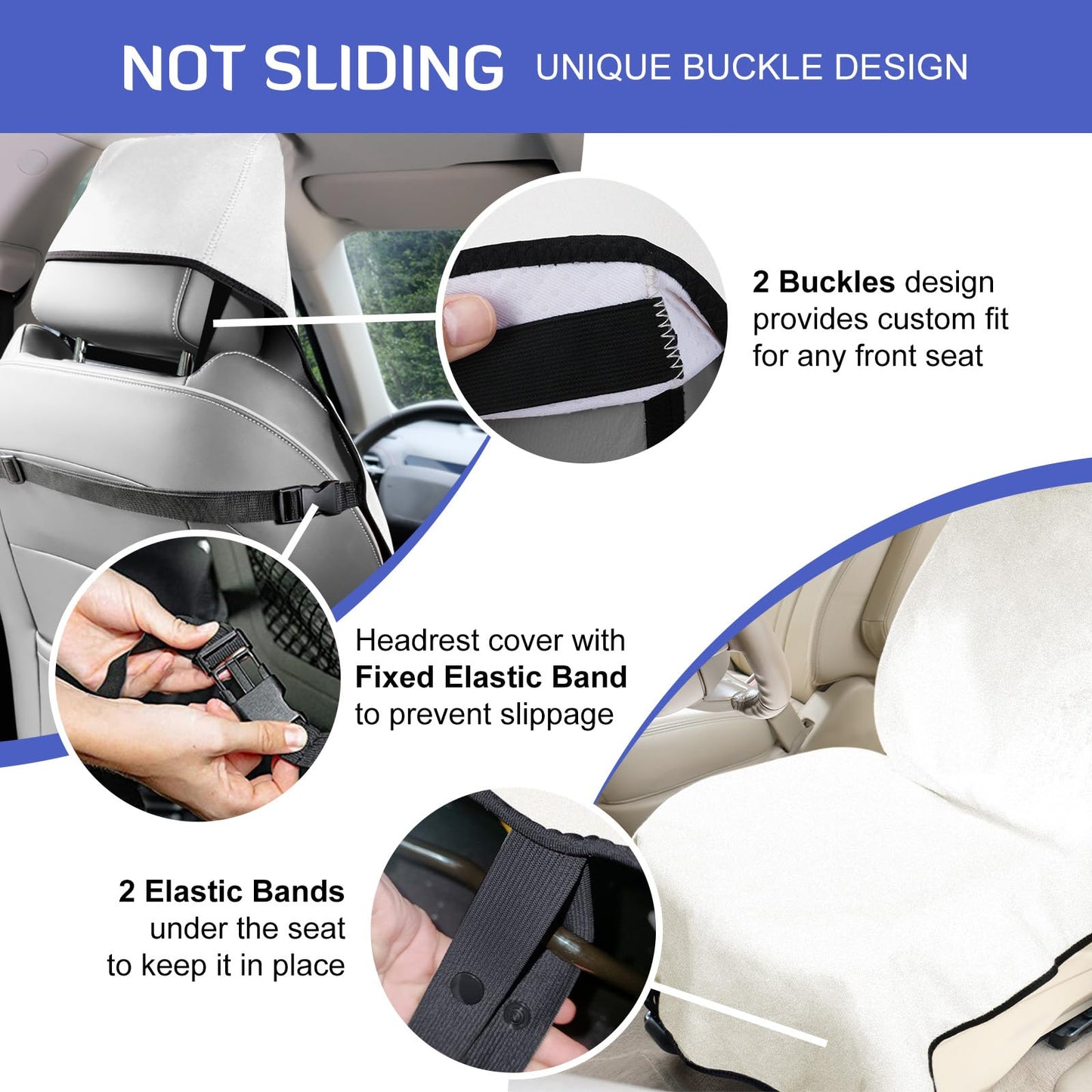INFANZIA Waterproof Sweat Towel Seat Cover, Premium Car Seat Towel Protector for Trucks SUV Jeep, Universal Non-Slip Bucket Seat Covers for Post Gym Workout, Running, Swimming, Beach (White, 1Pcs)
