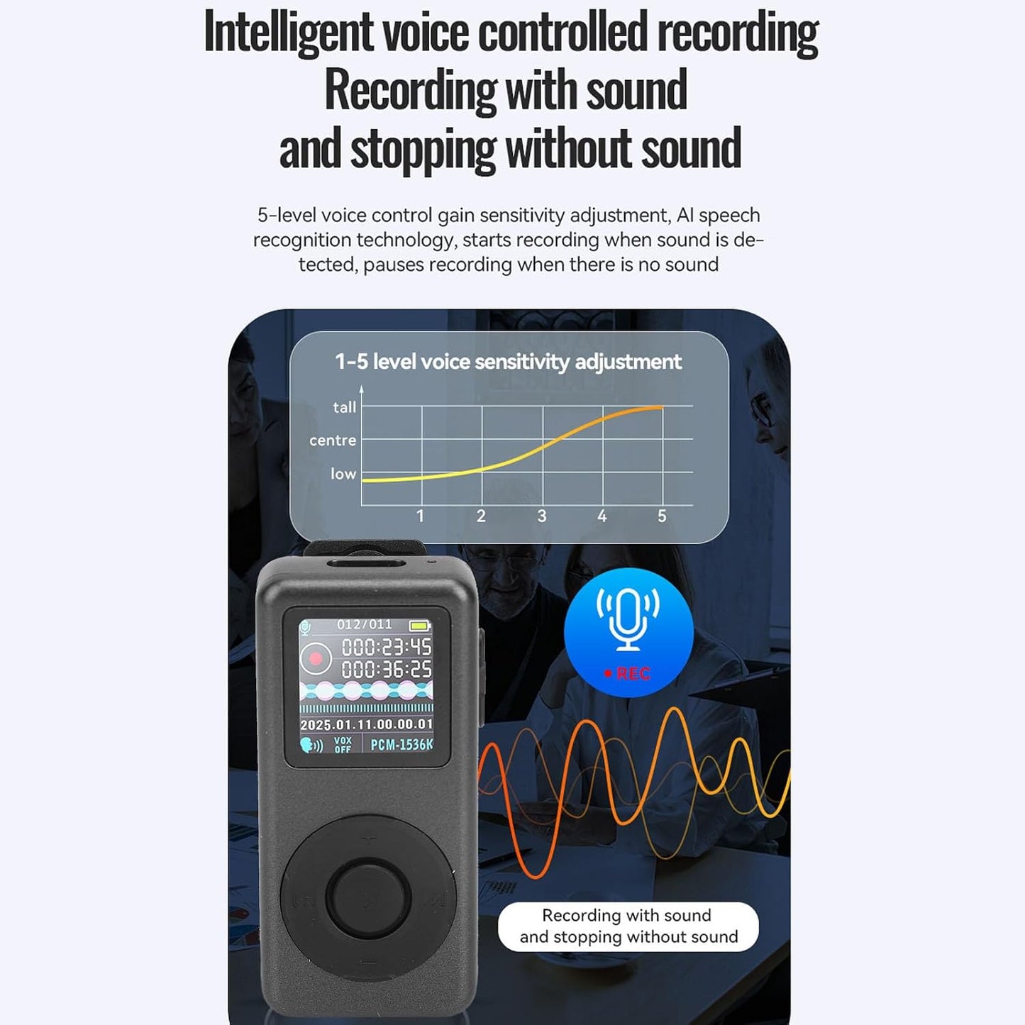 XUMIUZIY MP3 1536Kbps 5 (16GB) Player, Music Player Digital Audio Player with Noise Reduction HD Lossless Recording