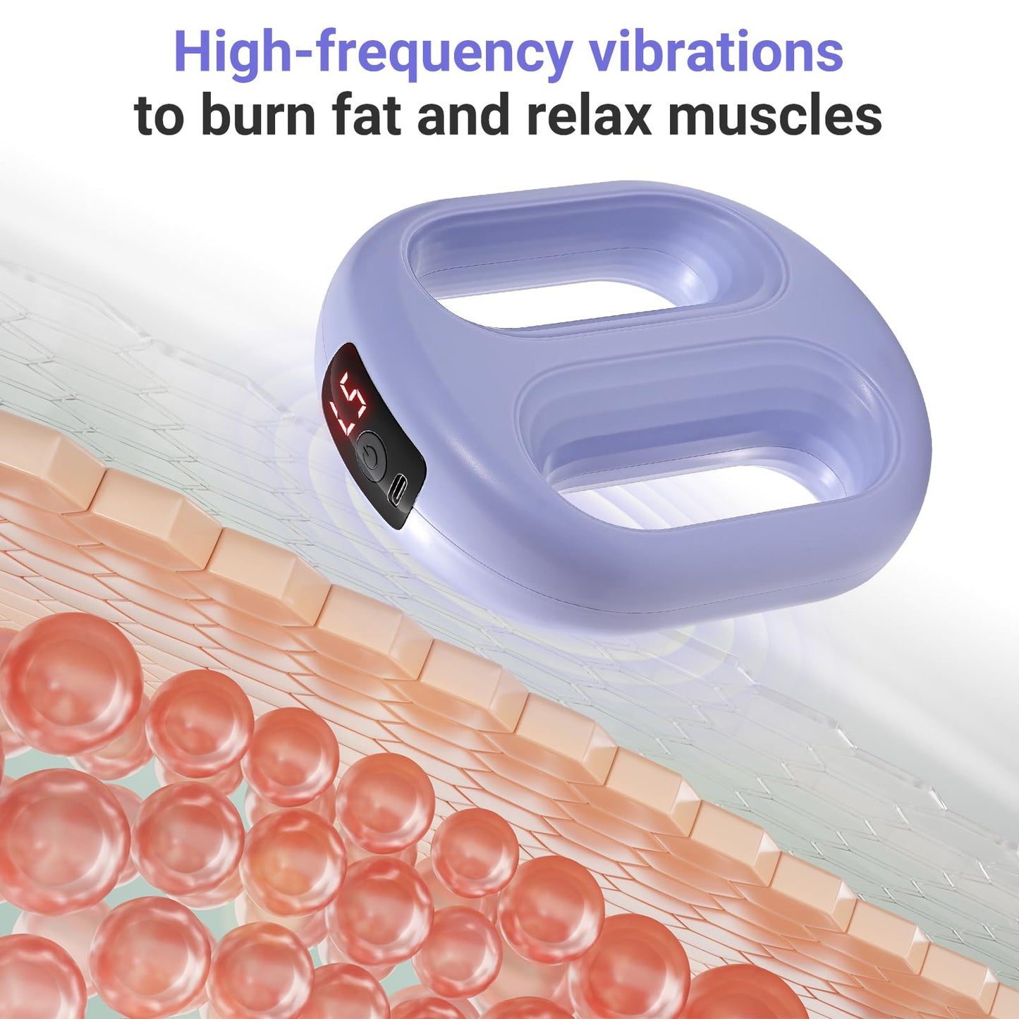 BoxactionsS Vibration Plate for Lymphatic Drainage & Weight Loss - Portable Cordless Handheld Massager with 8 Levels, Mini Full-Body Fascia Ring with Belt - Gift for Women (Purple)