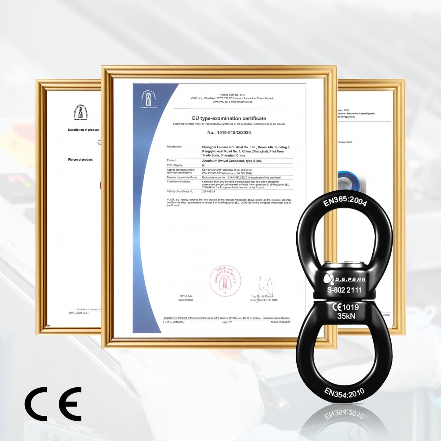 S.E.PEAK 35kN Swing Swivel, CE Certified 360°Rotational Device, Silent Hanging Accessory for Tree Swing, Aerial Dance