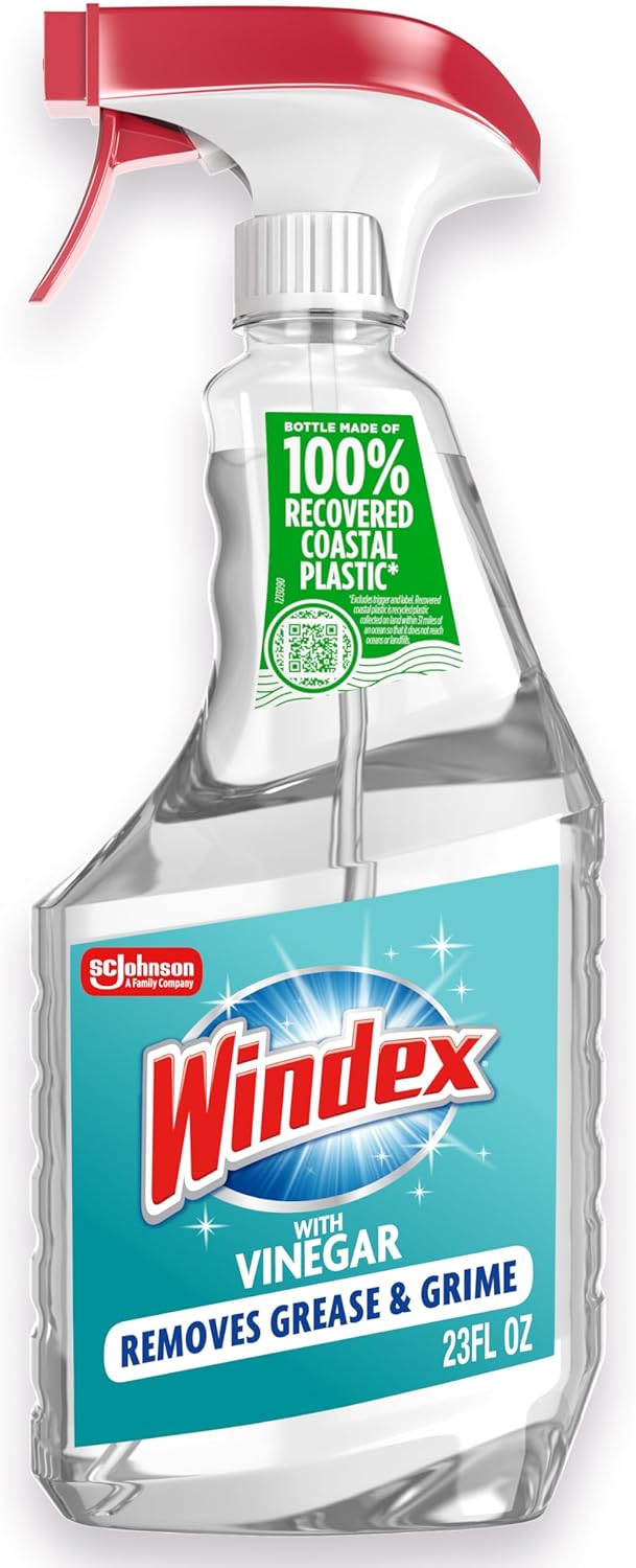 Windex Vinegar Glass Cleaner Spray - Prevents Leakage & Breakage | 23 Fl Oz Surface Cleaner
