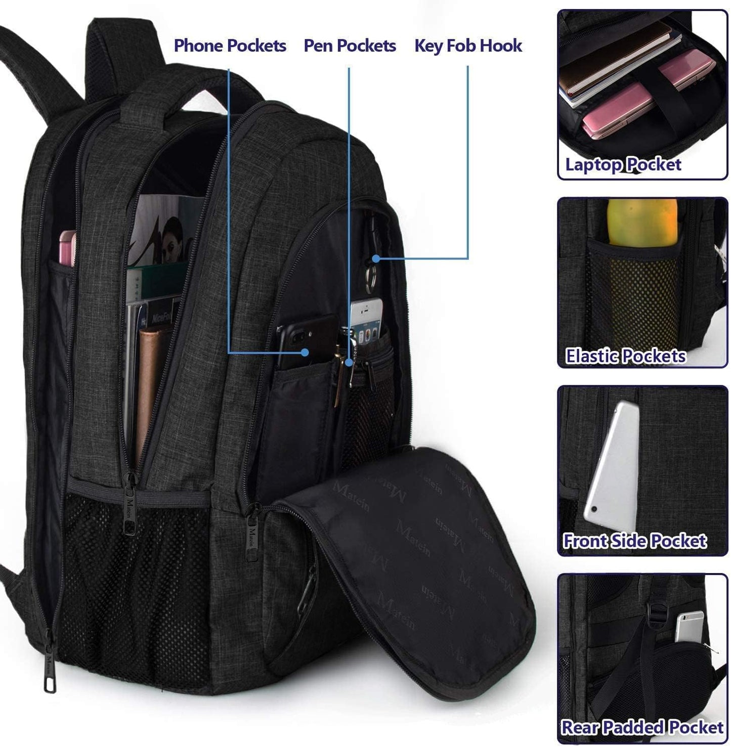 Backpack, 17 Inch Backpack, Backpack MATEIN Extra Large Travel Laptop Anti Theft TSA Friendly Business Work College