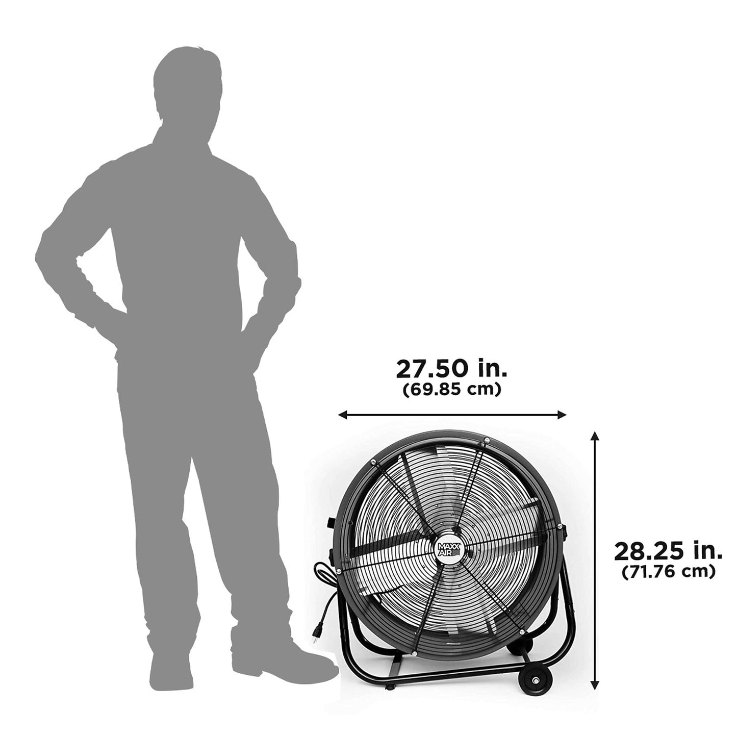 Maxx Air 24" Industrial Fan Heavy Duty - Rugged Drum Fan for Workshop - Powerful Shop Fans Heavy Duty for Industrial Use - Large Cooling Solution for Factories and Warehouses