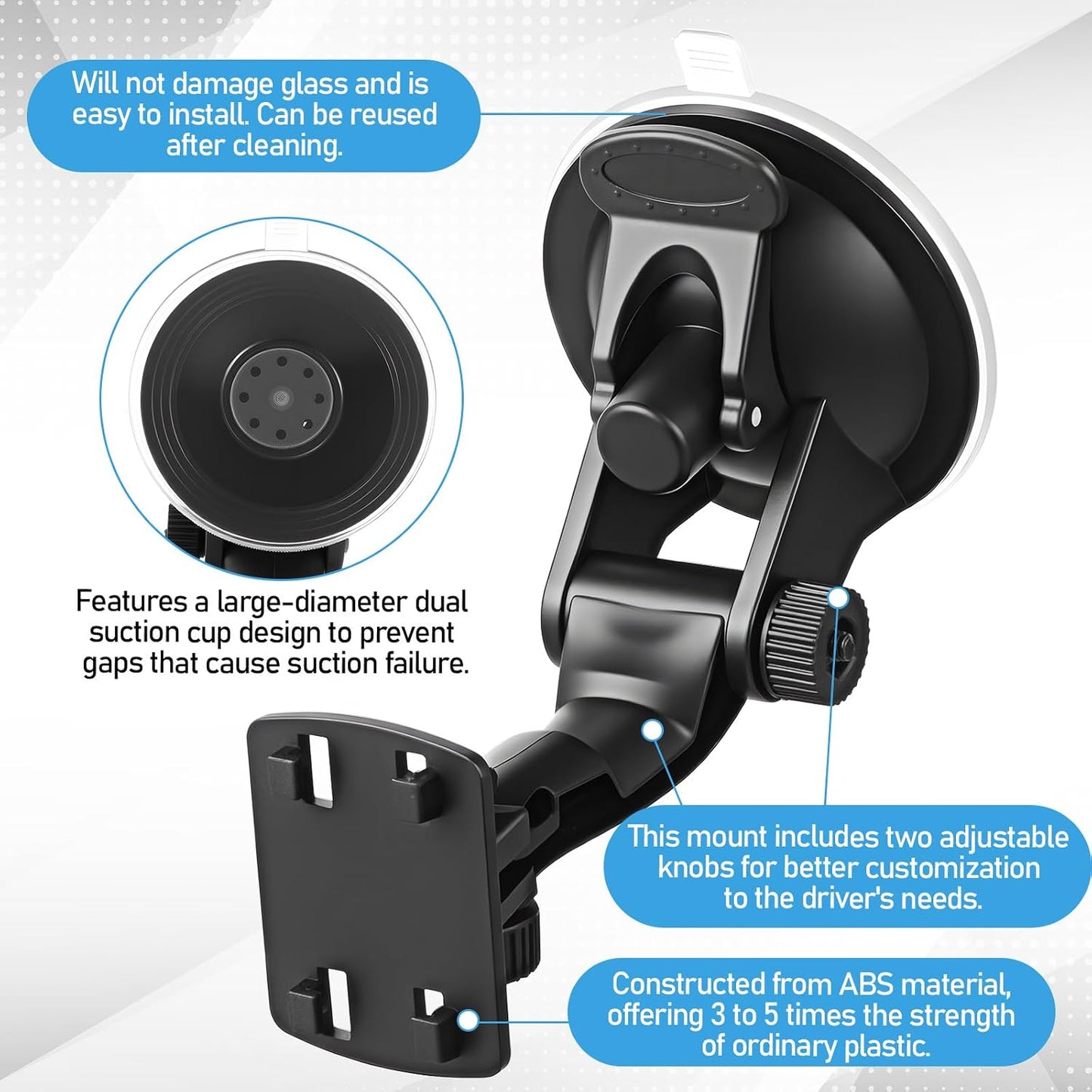 Exircy Upgraded Windshield Backup Camera Mount for Car, Black Car Camera Suction Mount Portable Cars Monitor Mounts