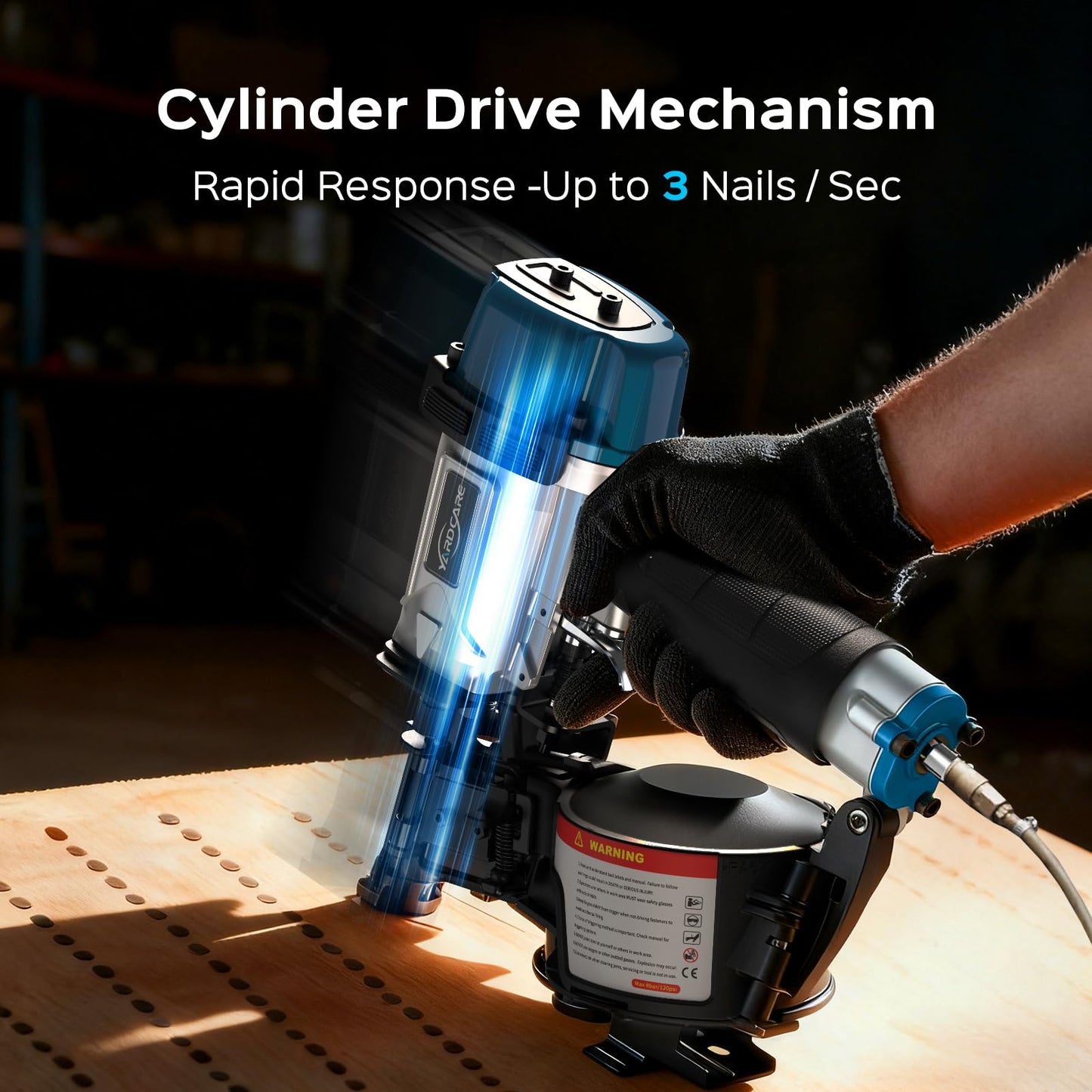 YARDCARE CRN45 Roofing Nailer, 15 Degree Pneumatic Coil Roofing Nail Gun for 7/8″ to 1-3/4″ Nails, 120 Coil Capacity, 70-120 PSI Pistolas Para Roofing for Asphalt Roofing Shingles Wooden Cases
