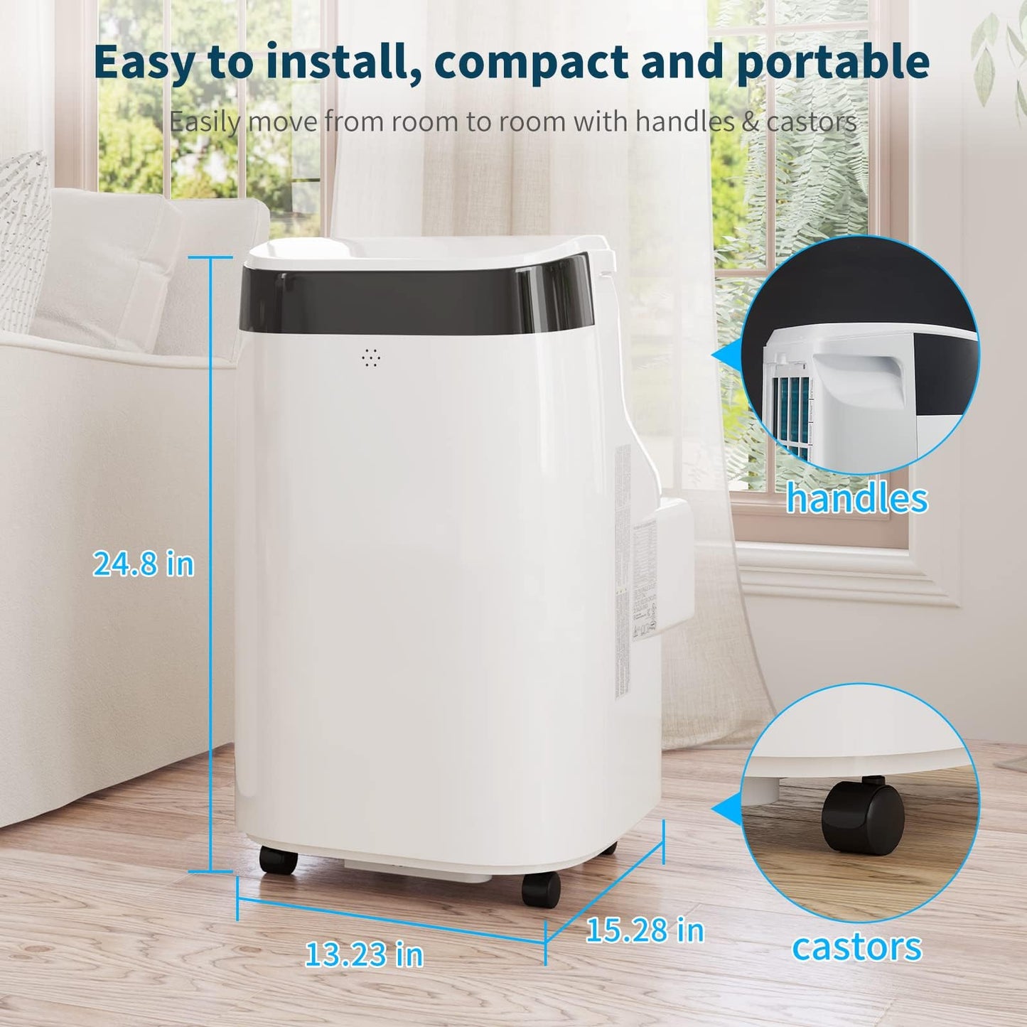 Portable Air Conditioners, 10000 BTU Portable AC Unit with Remote Control, 3-In-1 Quiet Air Conditioner for Room, Dorm, Office, Cools Up to 450 Sq. Ft, Sleep Mode, 24H Timer, Window Kit, White