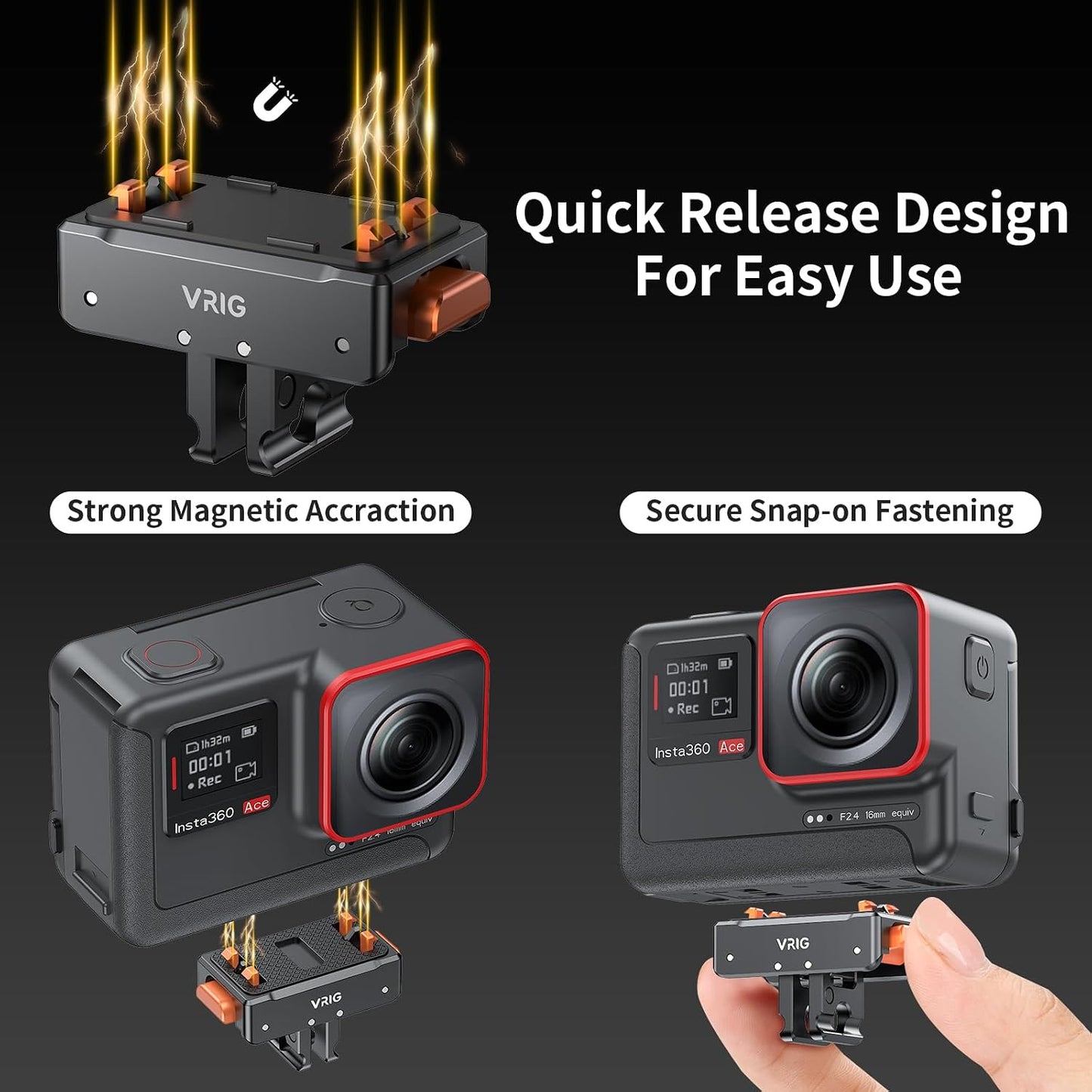 VRIG Insta360 2/ X5/ X4 X4/ X3/ X2/ Magnetic Base for Ace/Ace Pro Magnetic Quick Release Adapter Tripod Adapter Mount