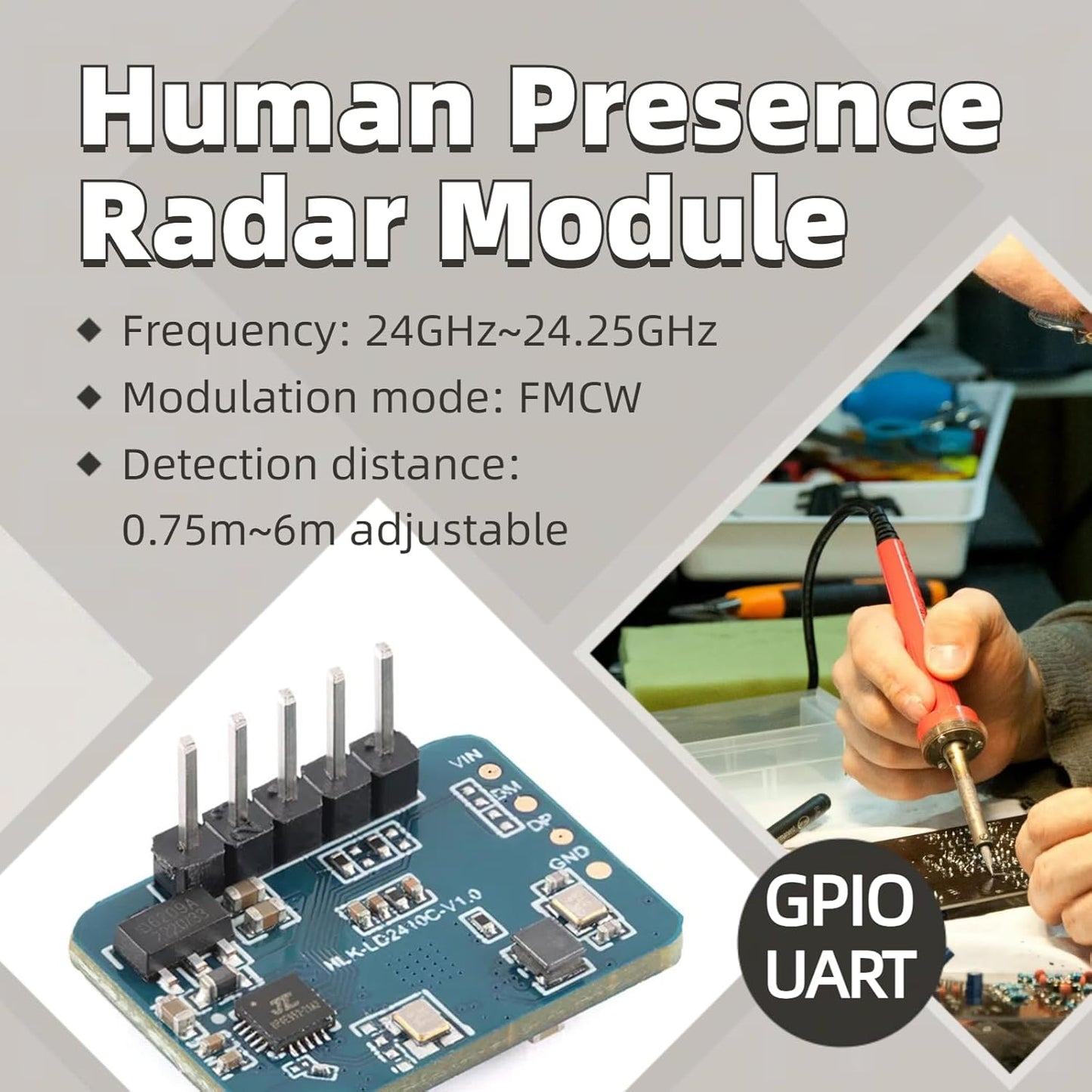 EC Buying LD2410C HLK-LD2410 LD2410 24GHz Sensor Module Human Presence Radar Sensor Module Millimeter Wave Radar Sensor