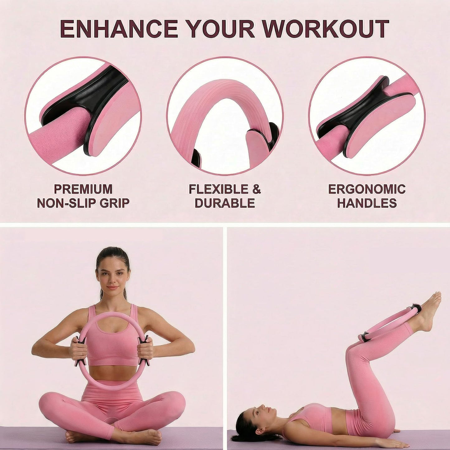 18PCS Ultimate Home Pilates Circle Kit,Professional Pilates Equipment Set with Magic Pilates Ring, Ball & Yoga Mat for Full Body Toning Women,Portable At Home Workout Equipment for Core Strength