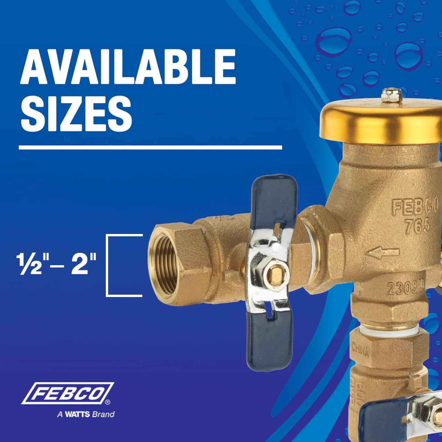 Febco 765 Series 1" Bronze Pressure Vacuum Breaker Backflow Preventer, Quarter Turn Shutoff, NPT Connections, Freeze Sensor with SentryPlus Alert Technology, Industrial Plants, Irrigation System