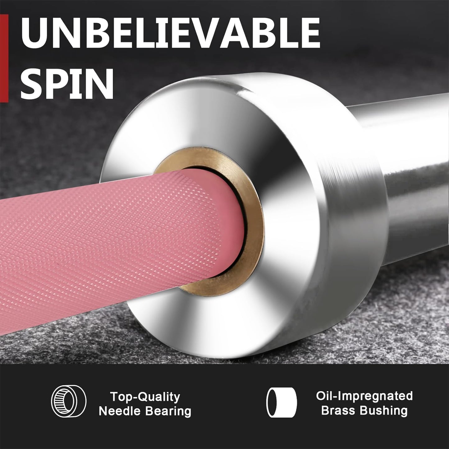 PROOFGOLD 6.6ft Olympic Barbell Bar,35Lb(15kg) Womens Barbell,Bench Press Bar for Squats and Deadlifts,2 Inch Olympic Weight Bar for Home Gym,500LB,Silver&Pink