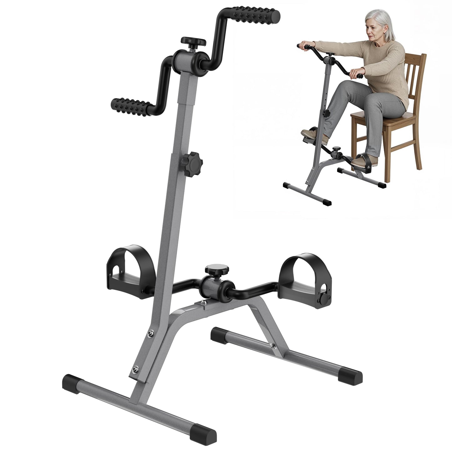 Adjustable Legs Arms Pedal Exerciser Bike for Seniors - Hand Arm Leg and Knee Therapy, Stroke Recovery, Portable Fitness Equipment for Total Body Workout Cardio Exercise - Great Gift for Elderly Rehab