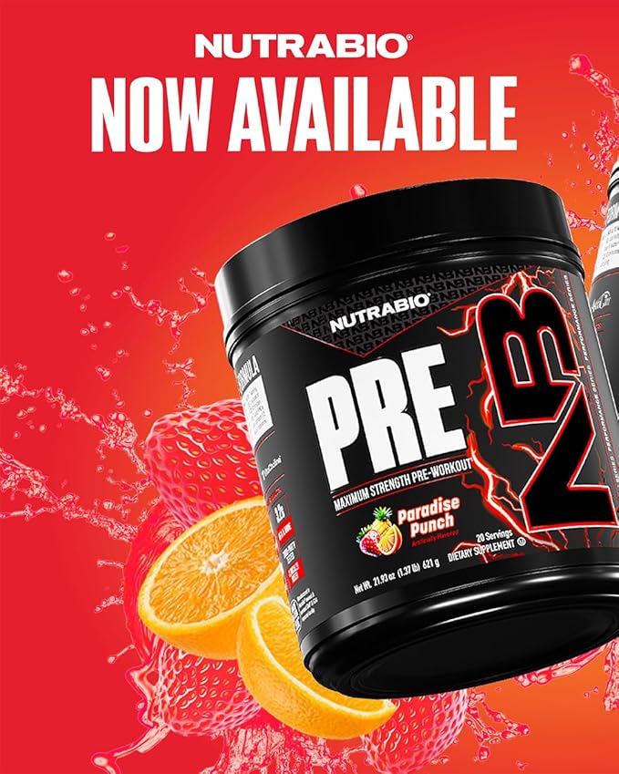 NutraBio Preworkout Powder, Paradise Punch| Explosive Energy, Laser Focus, Extreme Pumps| Pre Workout for Men & Women| Performance, Endurance, Power Complex, Caffeine, Electrolytes