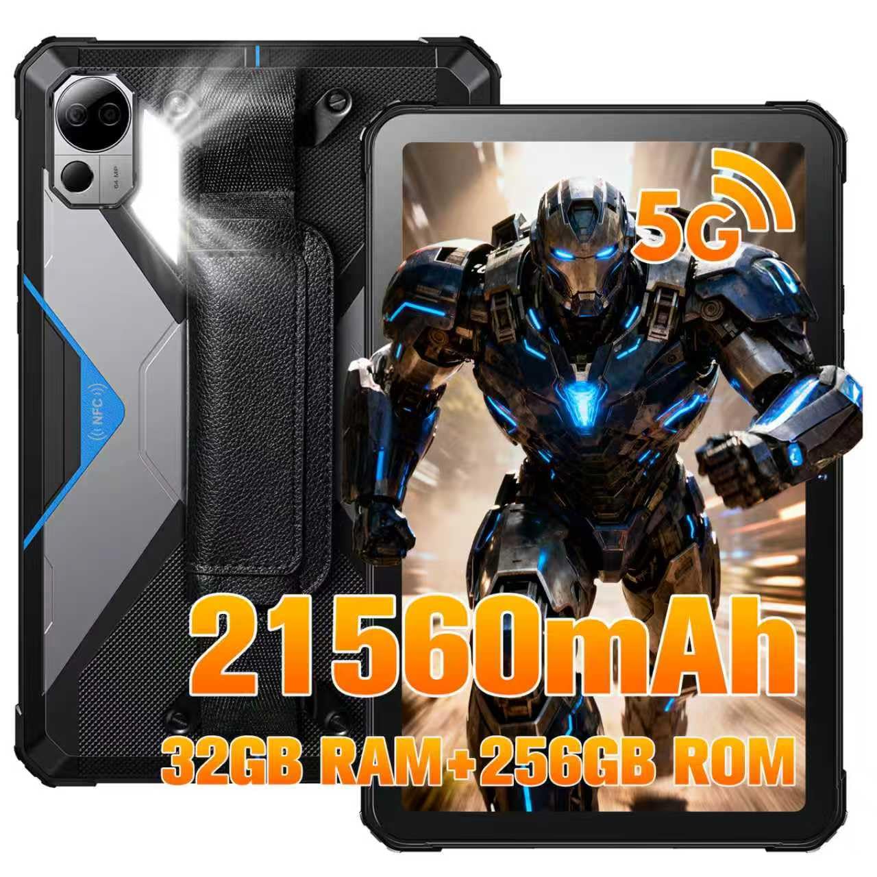 FOSSIBOT DT3 5G Rugged Android 15 Tablet, Dimensity 7300 5G Waterproof Tablets, 21560mAh 66W, 32GB+256GB/2TB Rugged Tablet, 10.4-inch 2K Screen, 64MP+32MP, Dual SIM/WiFi 6/NFC/IP68/IP69K