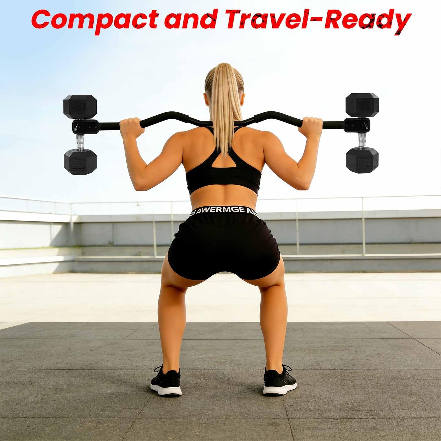 MARCHMARS Dumbbell Barbell Converter Bar, Adjustable Barbell Bar for Home Gym, Compatible with Most Dumbbells, All-Metal Dumbbell to Barbell Converter for Weight Lifting and Strength Training