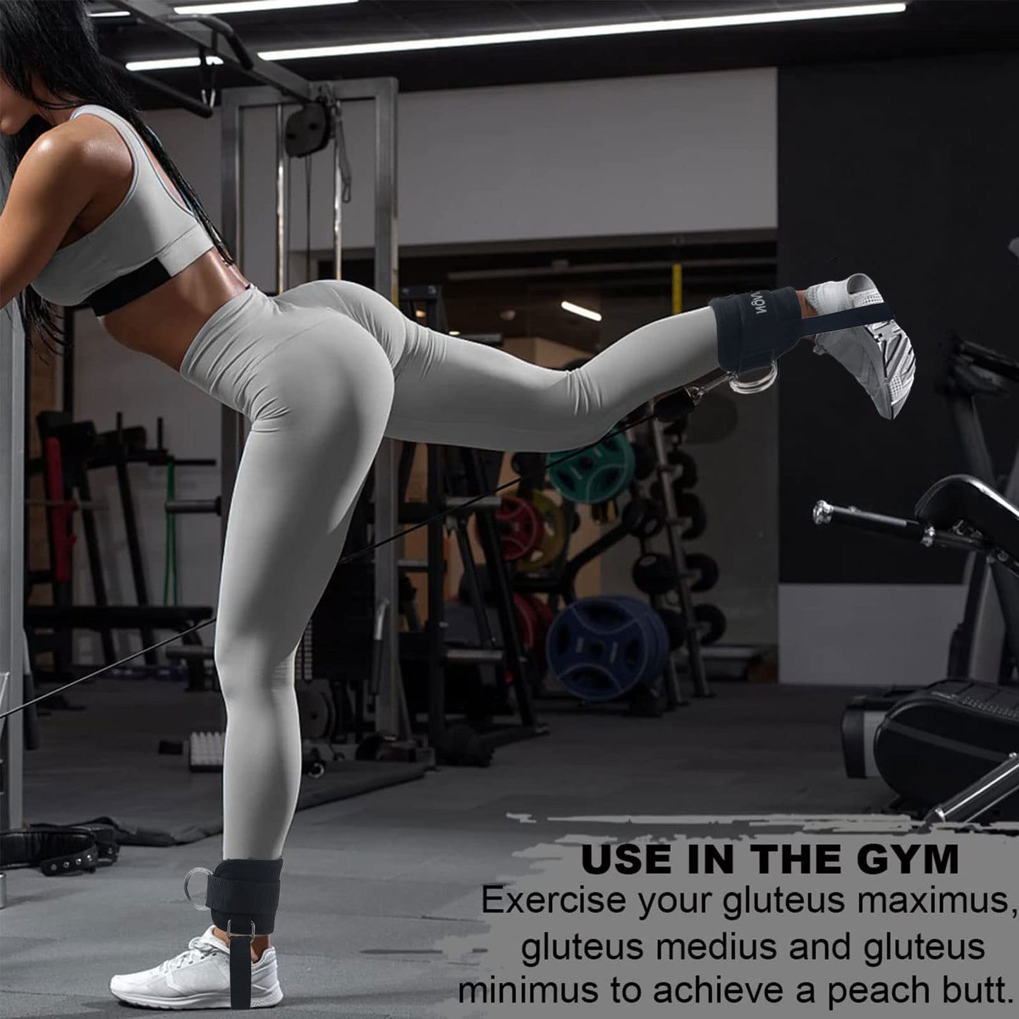 LAVVON Ankle Straps for Cable Machines Kickbacks - Adjustable Comfort Ankle Cable Attachments for Gym Ankle Cuff Cable Machine Glute Kickback Straps - Leg Extensions, Curls & Ankle Cuffs Women