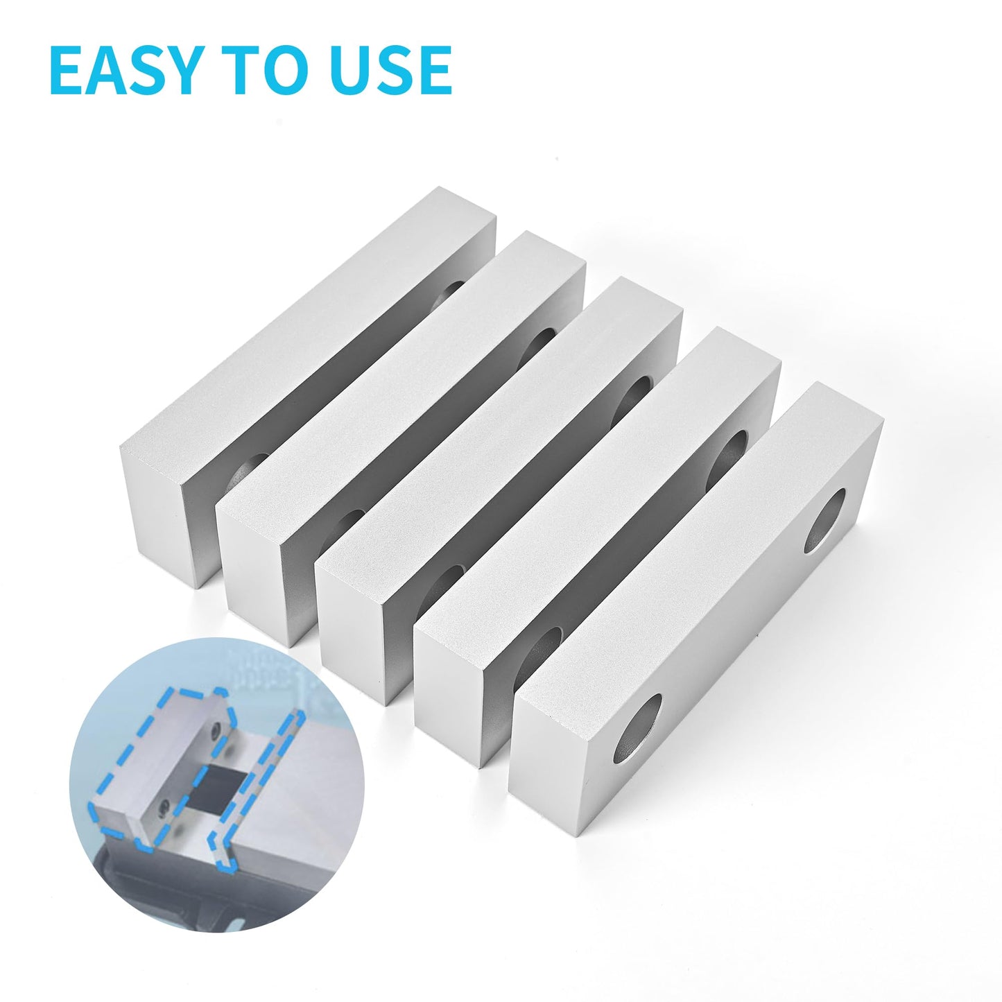 LTIENBST 10 Sets(20Pcs) Aluminum Soft Jaws Set, 6 inch Vise Jaws 6" x 2" X 1",10Set Vise Soft Jaws Fit to 6" Kurt Vise Jaws,Silver