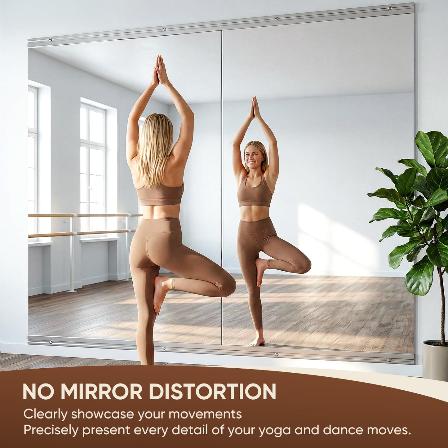 Antok Home Gym Mirror 48"x24" 2PCS, Large Full Length Wall Mounted Mirrors, Frameless Tempered Glass Full Body Mirror for Gym Yoga Dance Studio Garage Bedroom & Bathroom