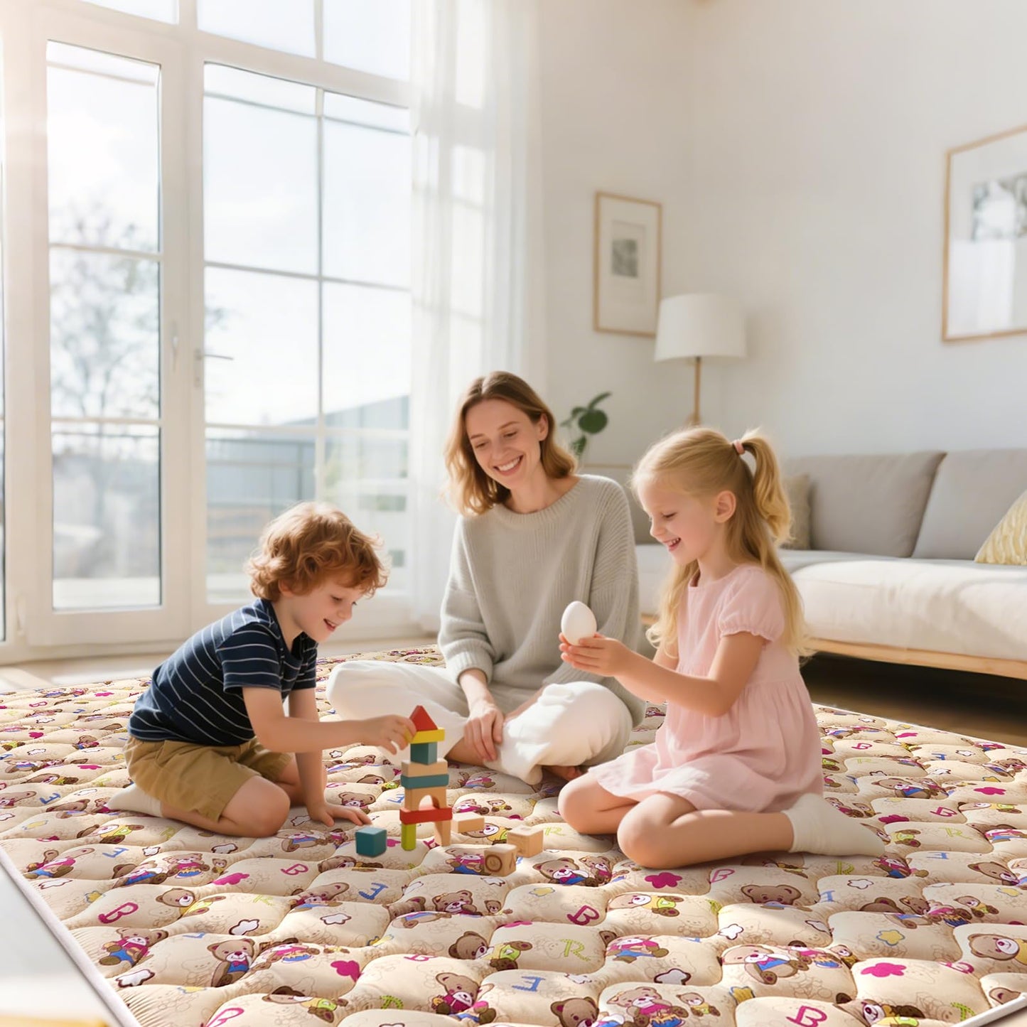 Baby Play Mat - 79" X 71",Premium Thicker Foam One-Piece Machine Washable, Extra Large Anti-Slip Soft Cushioning Foam Playmats for Babies and Toddlers, Foldable Baby Crawling Mat for Playpen