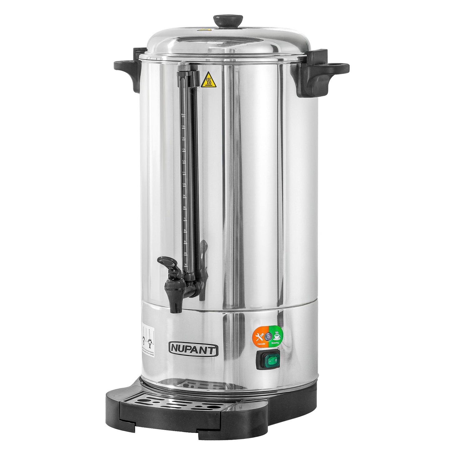 Commercial Coffee Urn 100 Cup/15L Coffee Dispenser with Upgraded Percolator, Double Wall 304 Stainless Steel Hot Water Urn Beverage Dispenser with Keep Warm Mode Large Coffee Maker for Catering Party