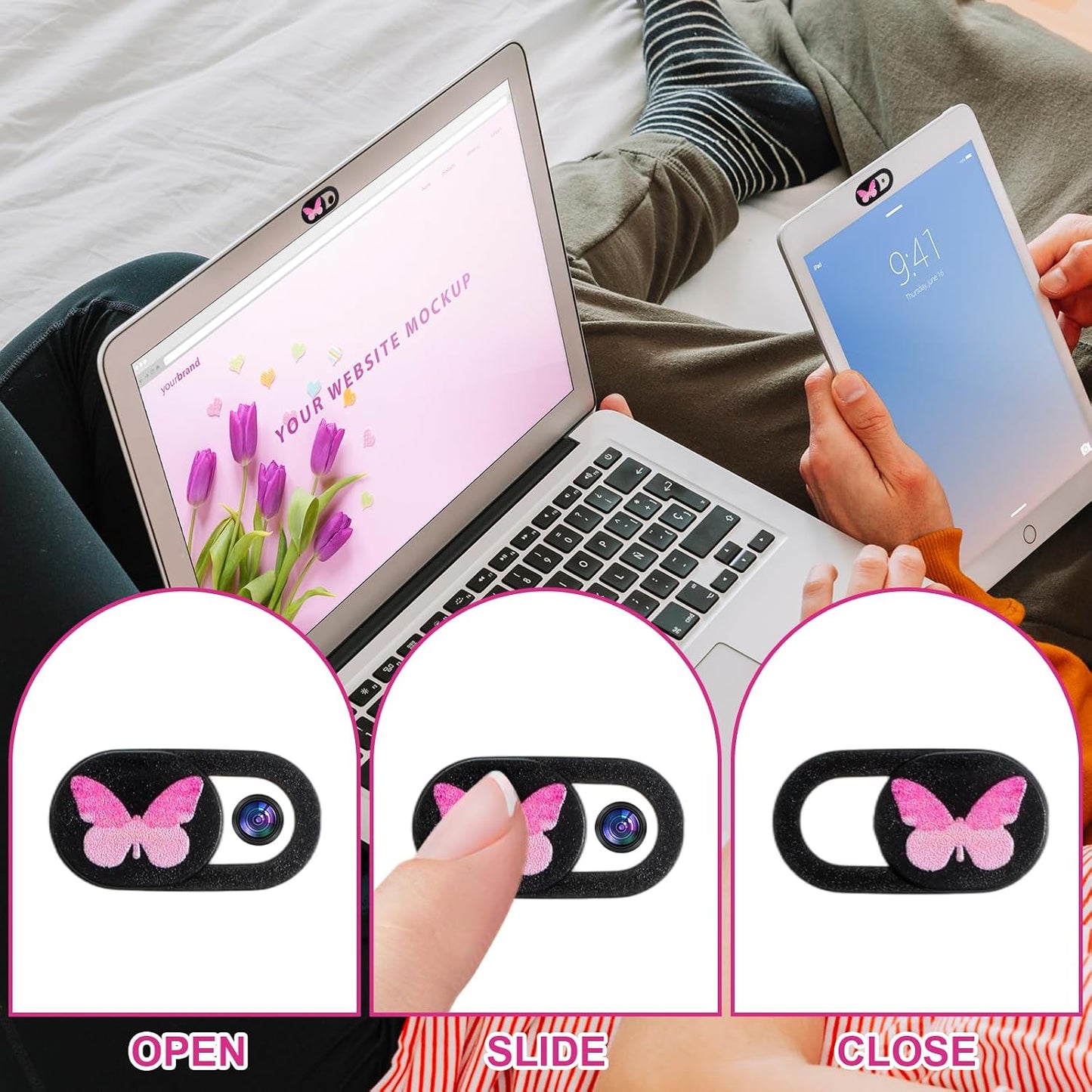 Azefnuhk 6 (0.71''x 0.35'') Pcs Laptop Camera Cover Slide, Webcam Cover Slide, Camera Privacy Cover for Laptop Desktop