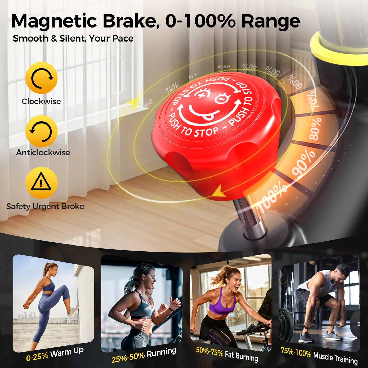 pooboo Exercise Bike,Stationary Bike for Home with Exclusive App,Magnetic Indoor Cycling Bike with 350 lb Weight Capacity,Tablet Mount and for Weight Loss