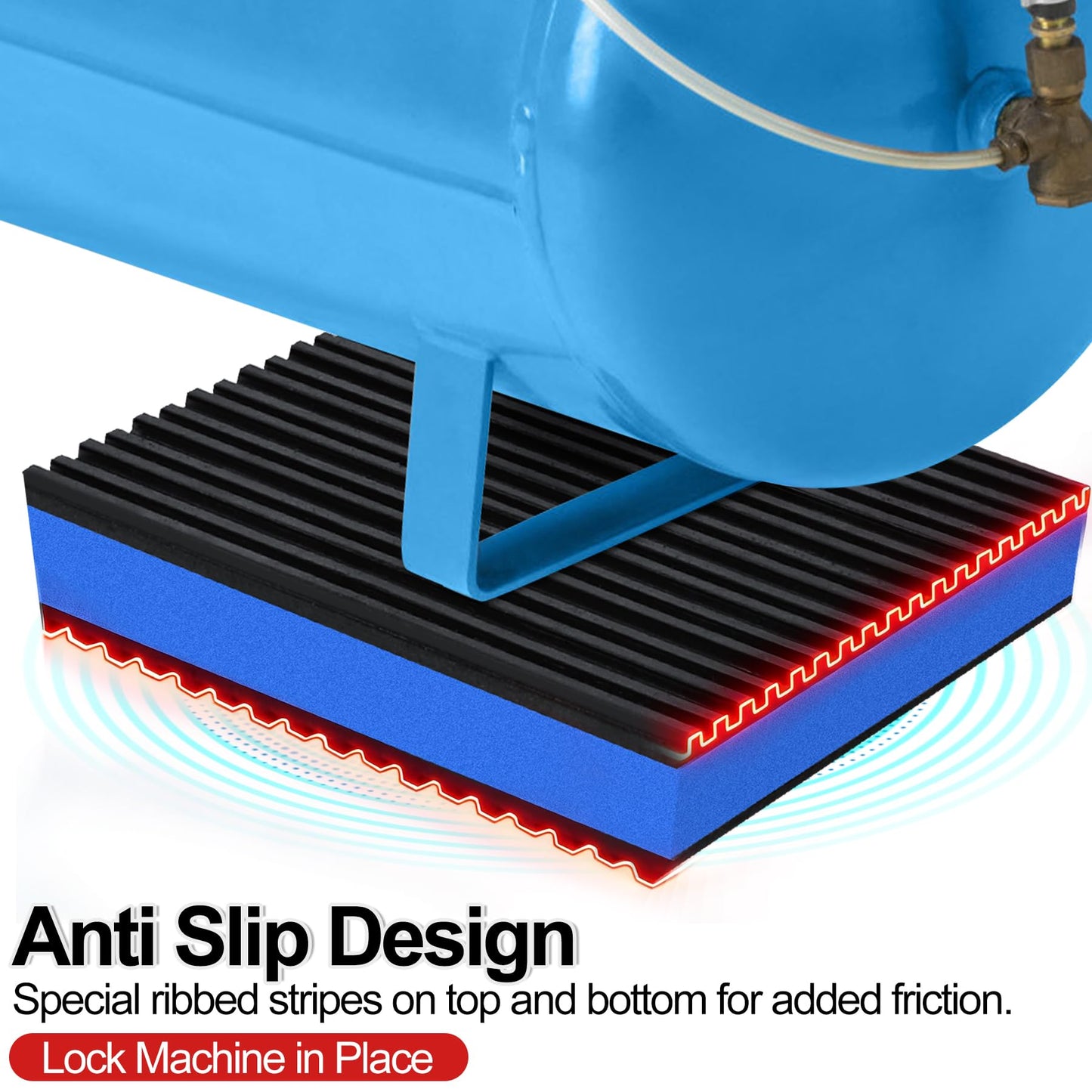 phepetroll 4 Pack Anti Vibration Pads for Washing Machine 4"x4"x7/8", Sound Isolation Vibrating Pad Ribbed Rubber Damping Mat EVA Center for Air Compressors, Conditioner, Treadmill, HVAC Washer Dryer