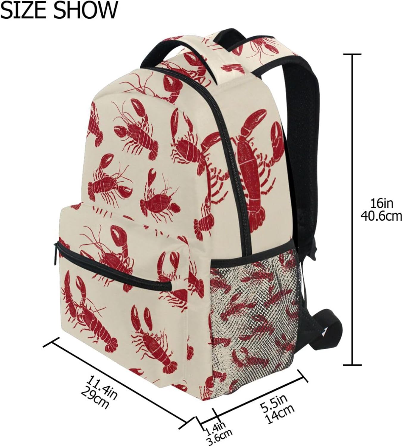 Krafig Backpacks Backpack Daypack Vintage Cute Lobsters Pattern Boys Girls Kids School Bookbag, School Bag Travel
