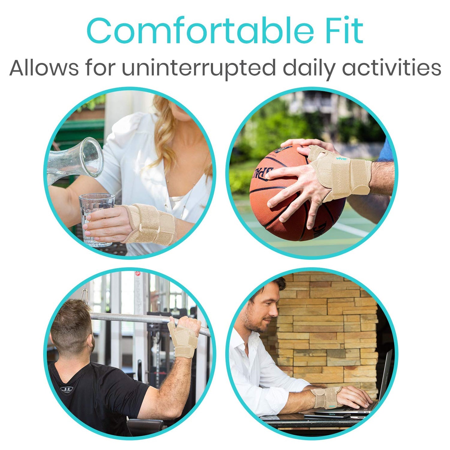 Vive Thumb & Wrist Brace for Right or Left Hand - Spica Splint Brace for Carpal Tunnel, Tendonitis, & Arthritis in Hands or Fingers - Compression Support for Women Men - Stabilizer Relief for Bowling