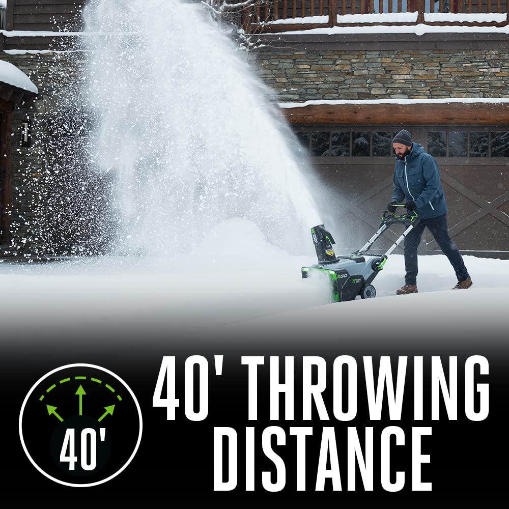EGO POWER+ 21" Electric Snow Blower, Cordless Steel Auger, Includes (2) 56V 5.0Ah Batteries and Dual Port Charger - SNT2112