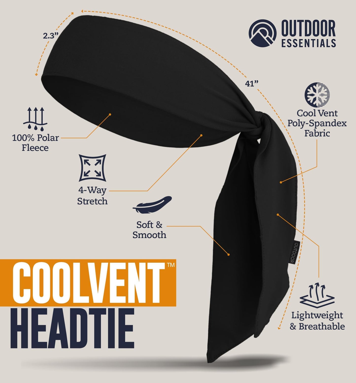 OutdoorEssentials Tie Headband for Women and Men - Tennis Headband for Women, Sweat Band for Workout, Head Tie for Running, Football, Basketball, Athletics