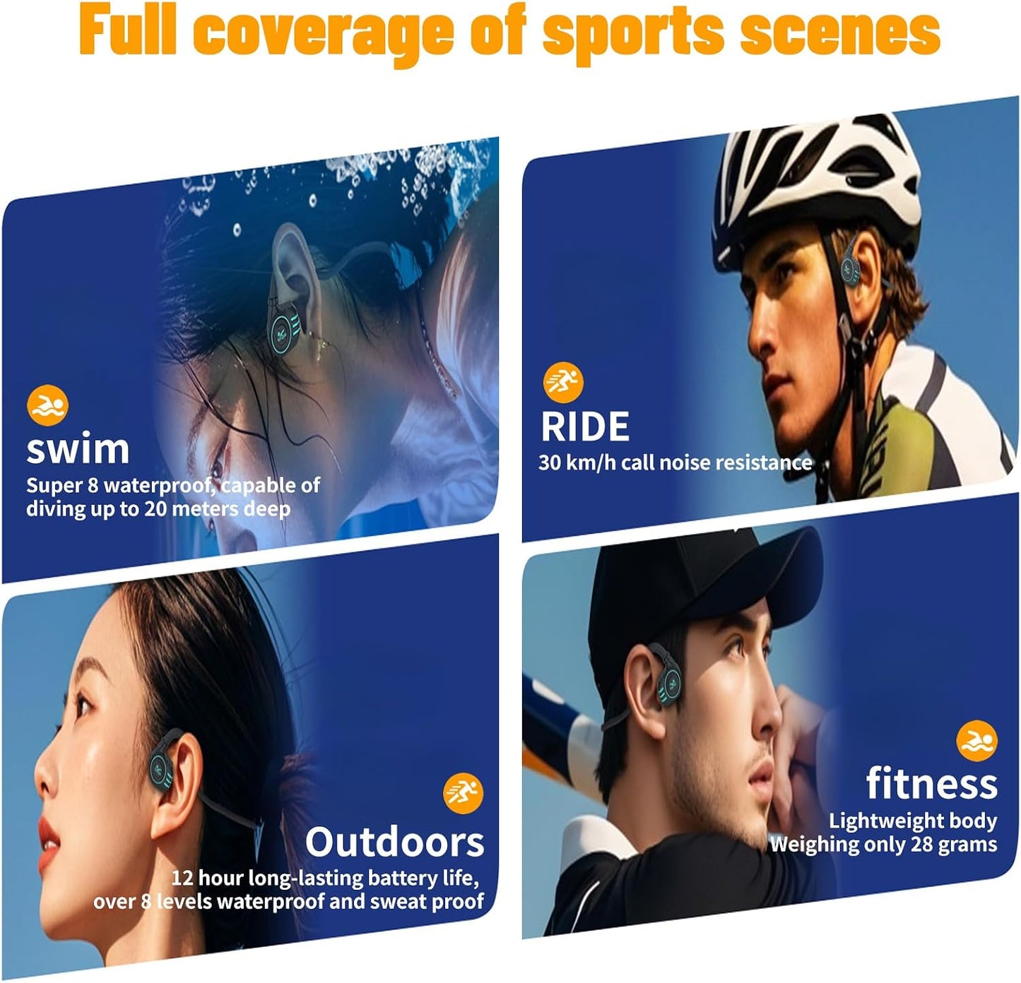 Swimming MP3 2-in-1, 10 5.4 Headset, Swimming, Bone Conduction Headphones with Open Ear Bluetooth Headphones and Player