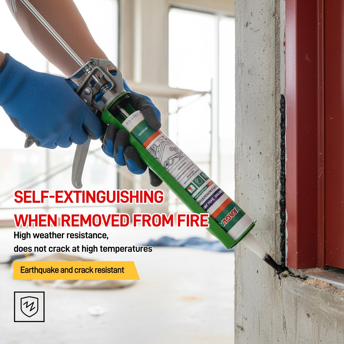 VGS201 High Temperature Sealant Caulk, White Color Fireplace Sealant Fireproof Caulk, 10.15 Fl Oz, 12 Pack Fast-Drying Formula, Suitable for Ovens, Stoves, and Chimneys